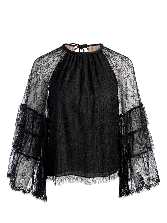 DELIA RUFFLED TUNIC TOP - BLACK image 5 - Alice And Olivia