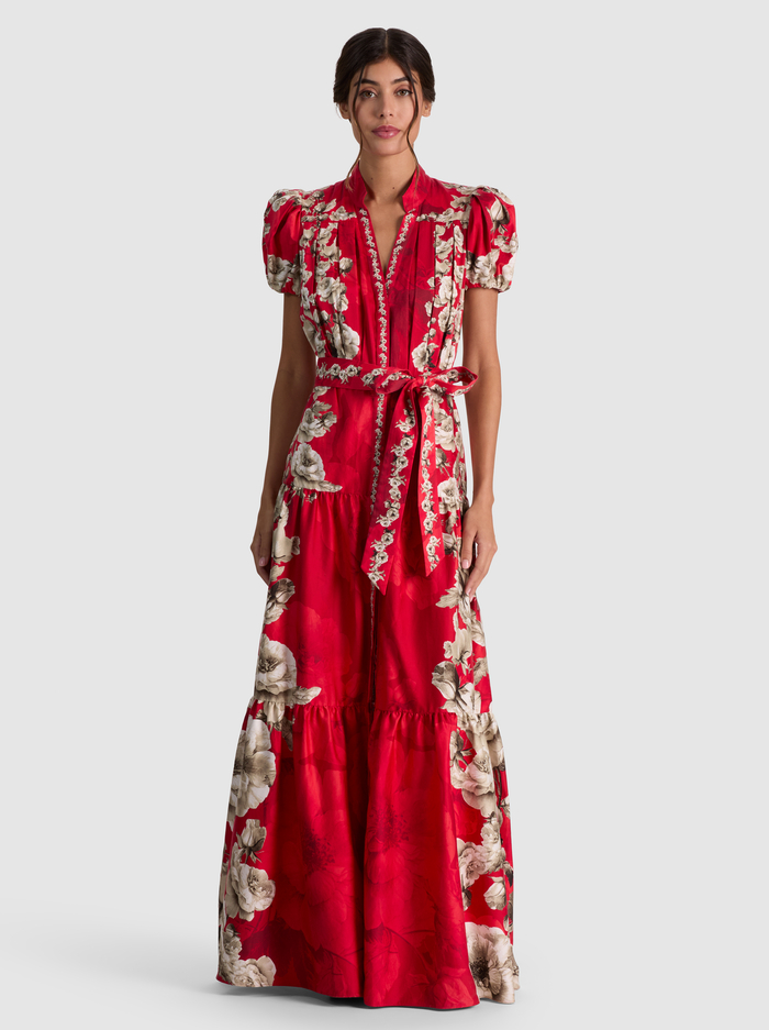 CORA MAXI SHIRT DRESS - ROSE GARDEN LG HIBISCUS - ALICE + OLIVIA