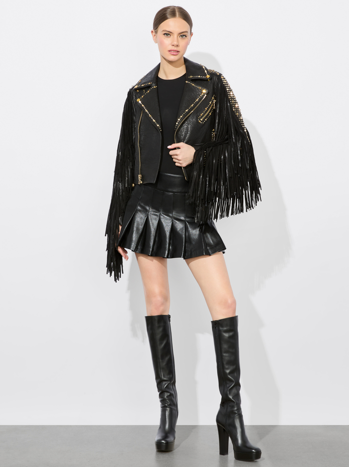 CODY FRINGE LEATHER JACKET - BLACK image 5 - Alice And Olivia