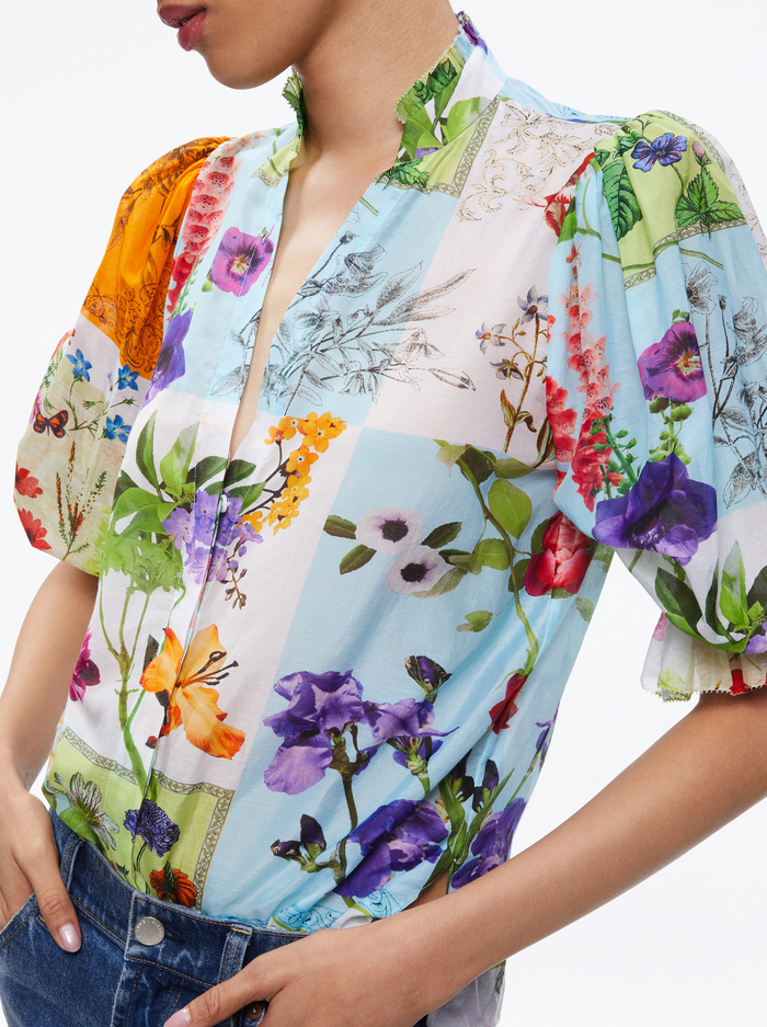 ILAN SMOCKED SLEEVE BUTTON FRONT BLOUSE - MAKE A STATEMENT image 3 - Alice And Olivia