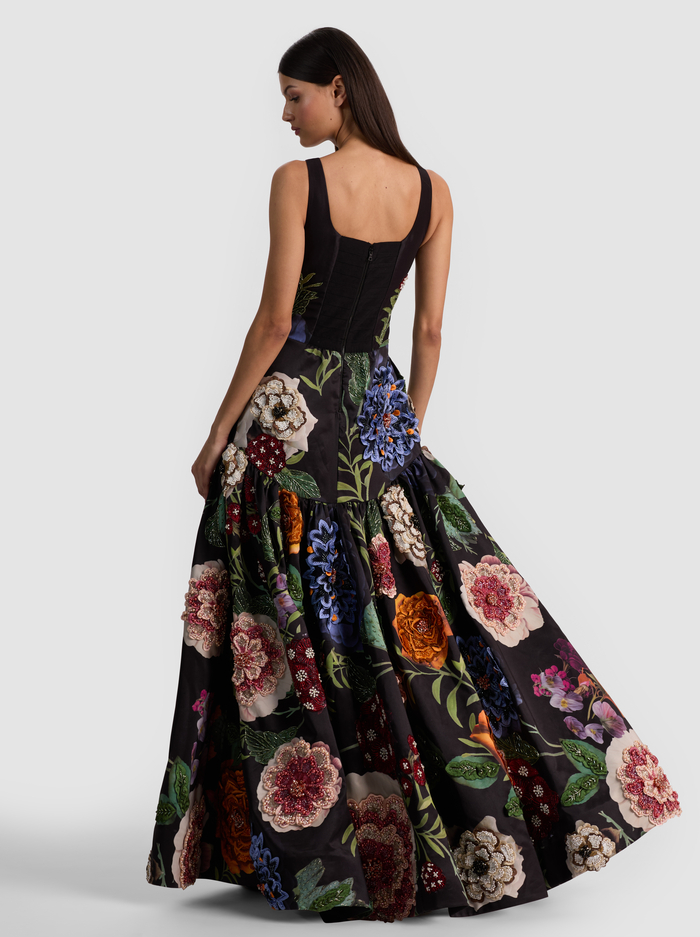 MAXINE EMBELLISHED GOWN - MAGIC GARDEN BLACK image 2 - ALICE + OLIVIA