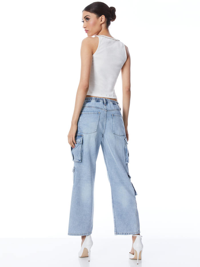 LUIS DENIM CARGO PANT - ROCKSTAR BLUE image 1 - ALICE + OLIVIA