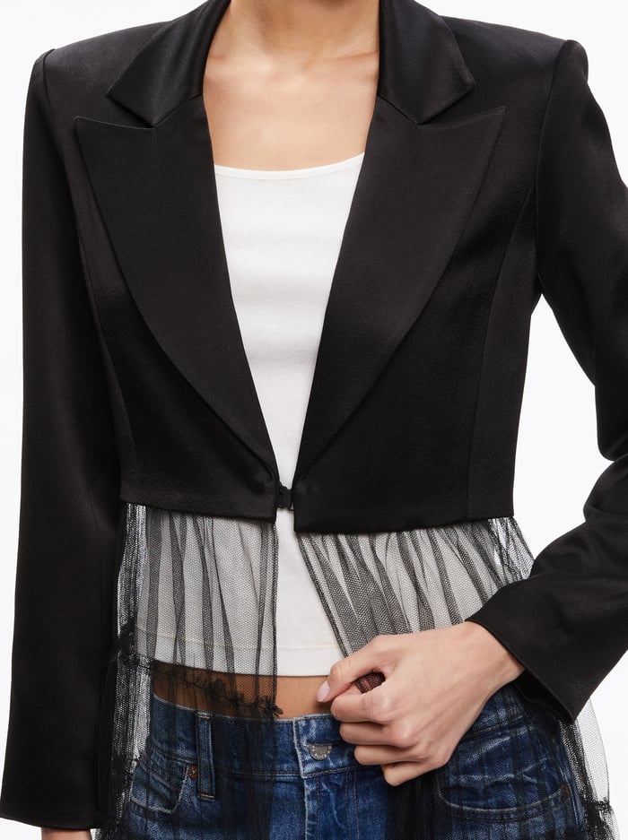 EVERLY TULLE BLAZER - BLACK image 3 - Alice And Olivia