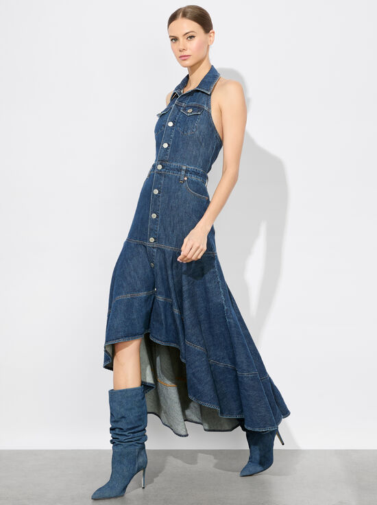 DARBY VINTAGE BLUE-JUANA HIGH LOW DENIM DRESS