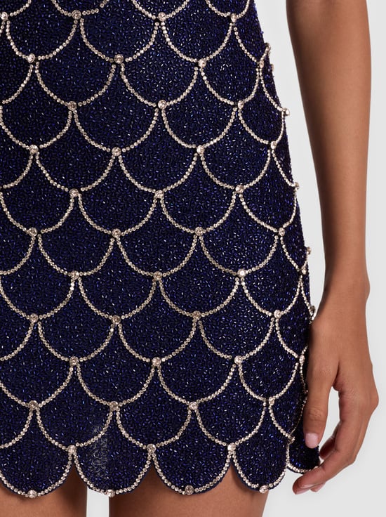 MIDNIGHT BLUE/BLACK-NINA EMBELLISHED MINI DRESS