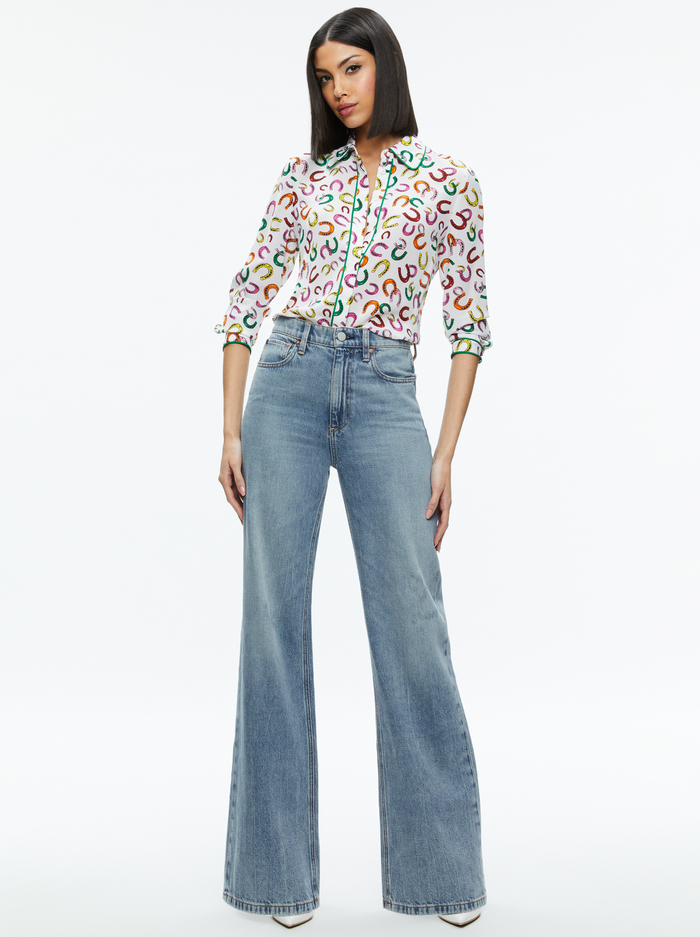 WILLA SILK BLOUSE - LUCKY YOU image 4 - ALICE + OLIVIA