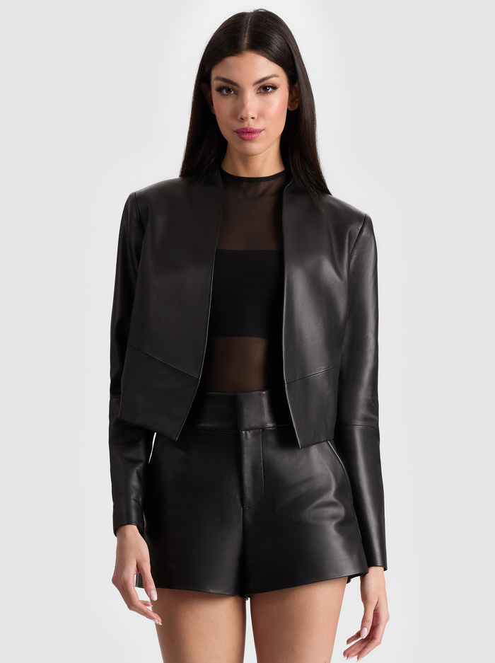 NEW HARVEY LEATHER JACKET - BLACK - Alice And Olivia