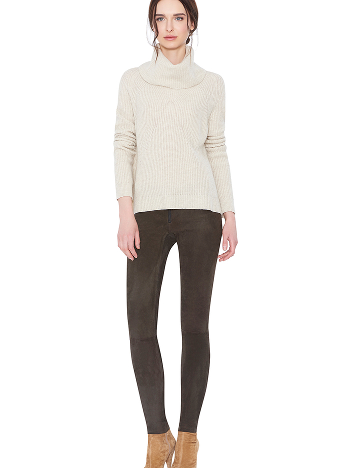 FRONT ZIP SUEDE LEGGING - CHOCOLATE - Alice And Olivia