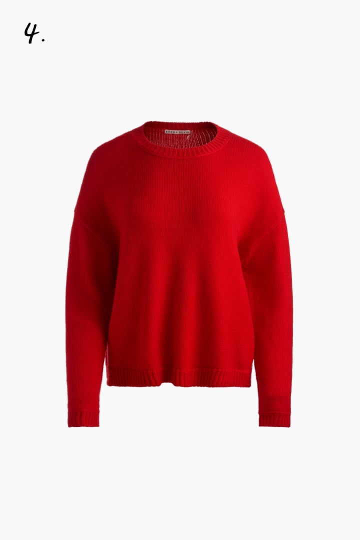 【美品】alice+olivia クルーネック ニット ステイシー アップリケ Staceface Pullover In Bright Ruby Multi | Alice + Olivia