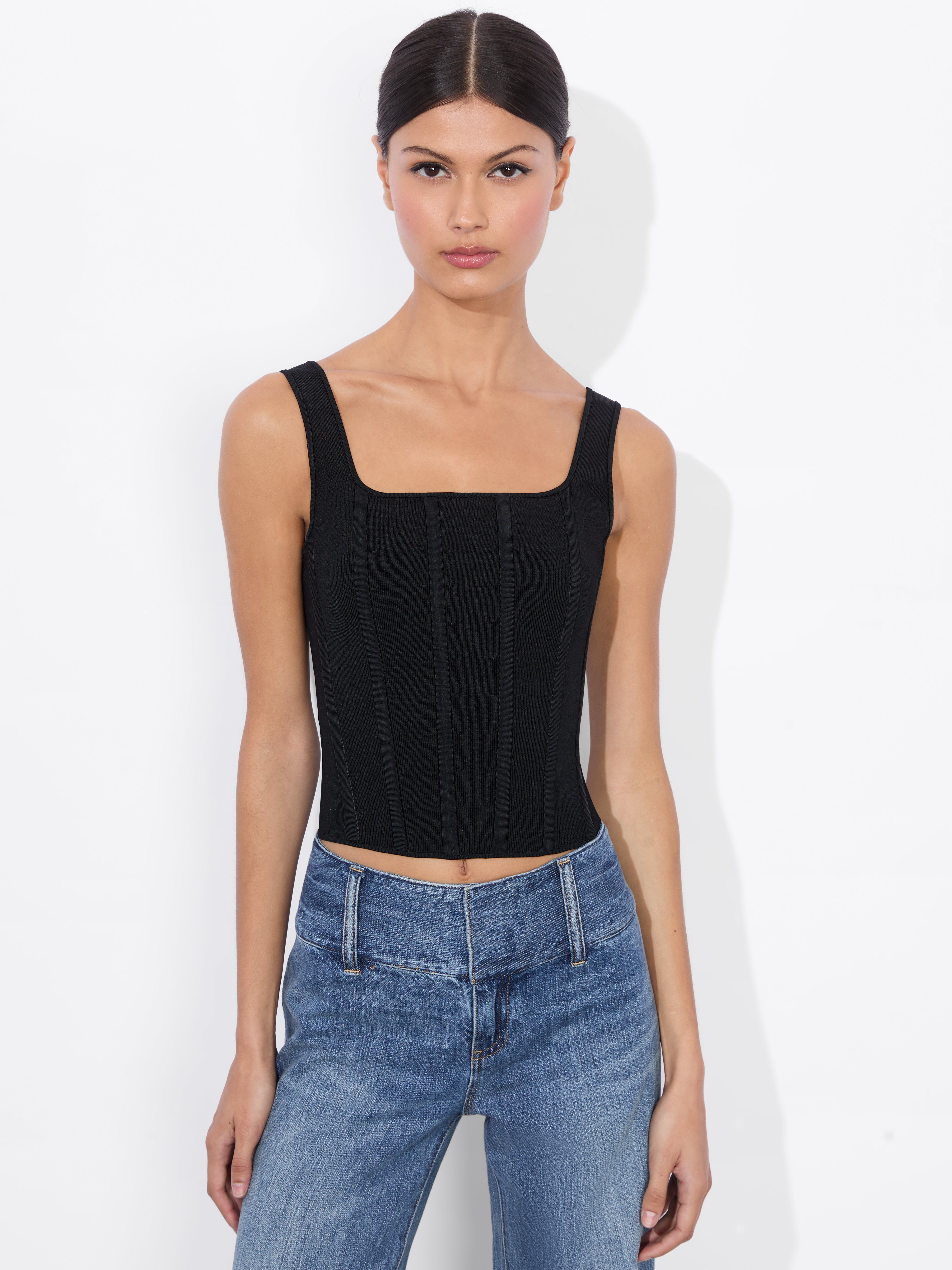 Shop Alice And Olivia Sariah Corset Tank In Black