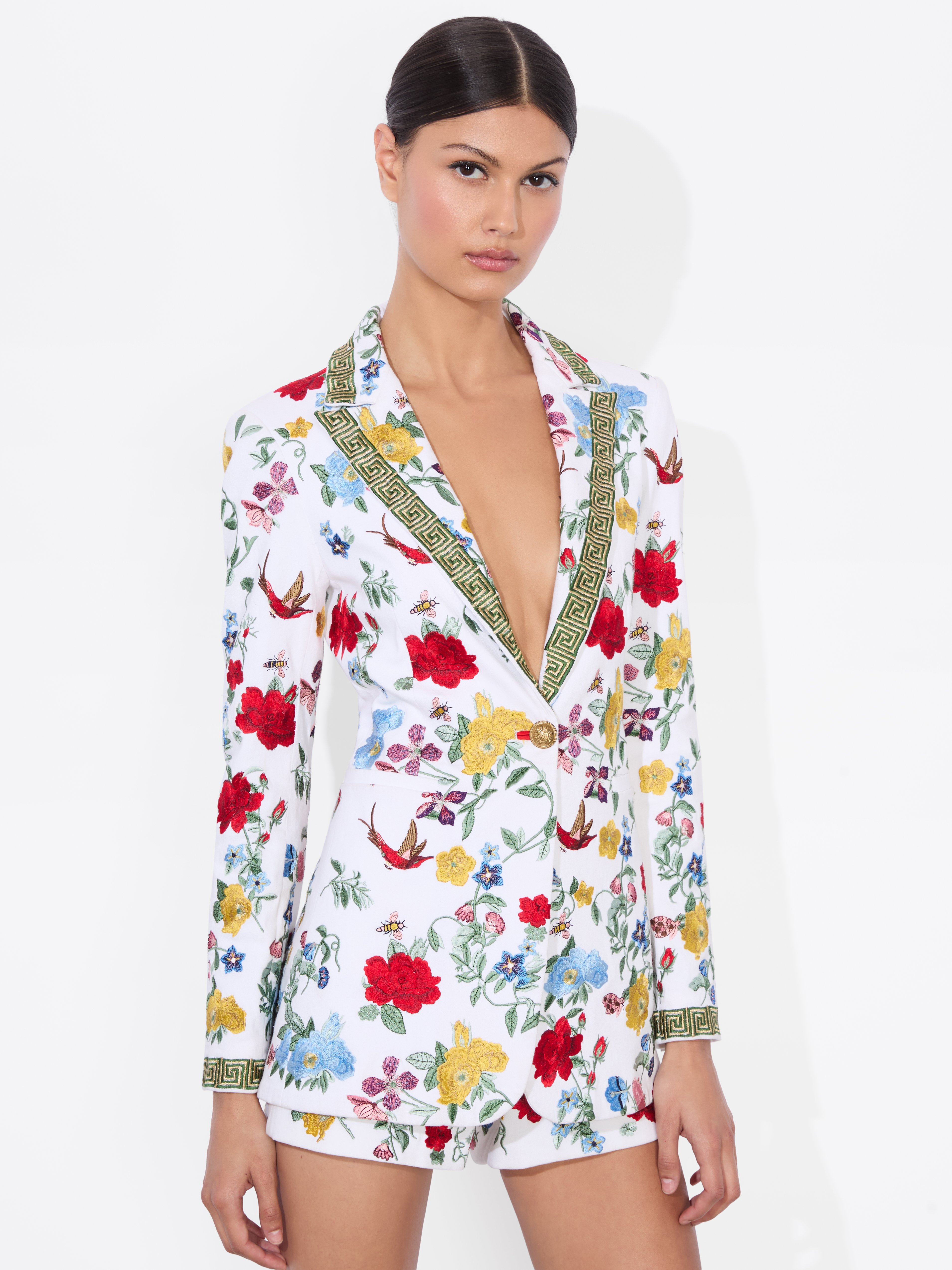Shop Alice And Olivia Breann Embroidered Blazer In Dollhouse