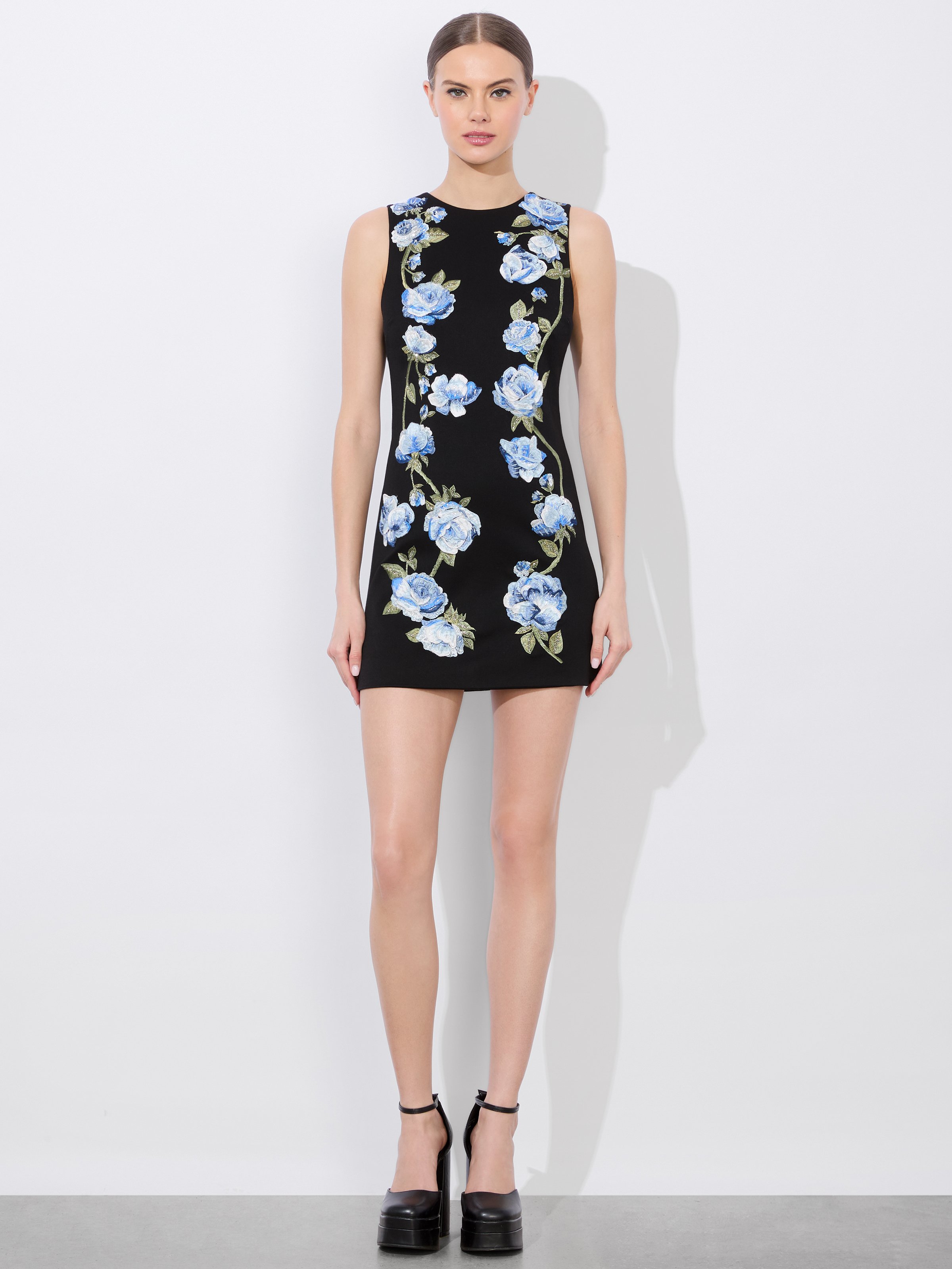 Alice And Olivia Clyde Mini Dress In Black Multi