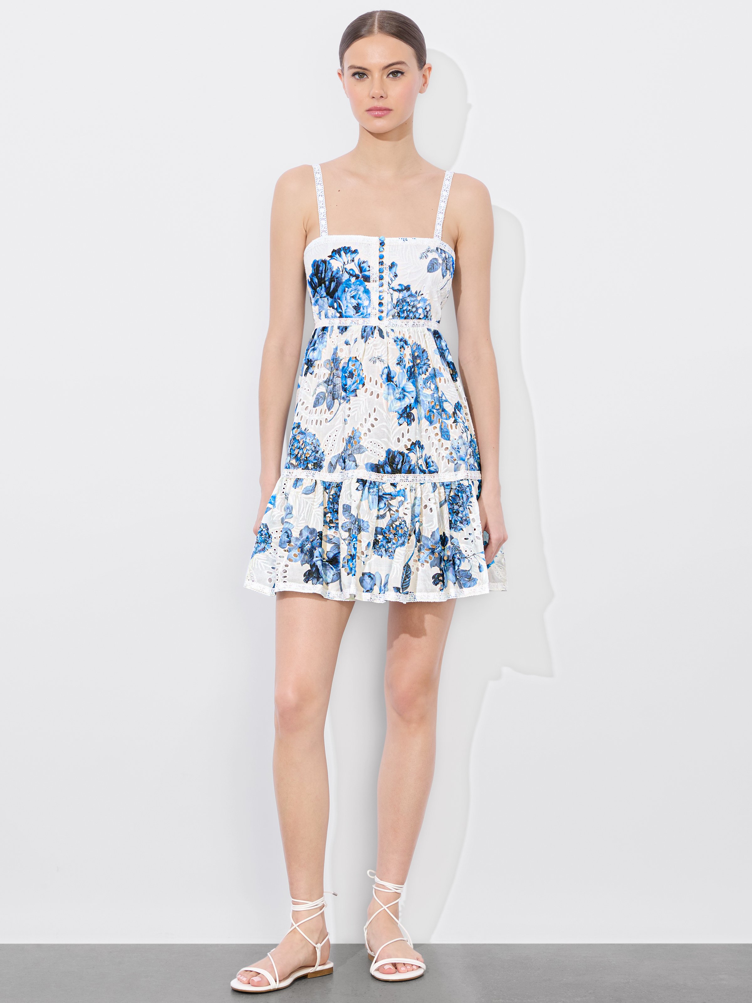 Alice And Olivia Fallon Babydoll Mini Dress In Affection Small