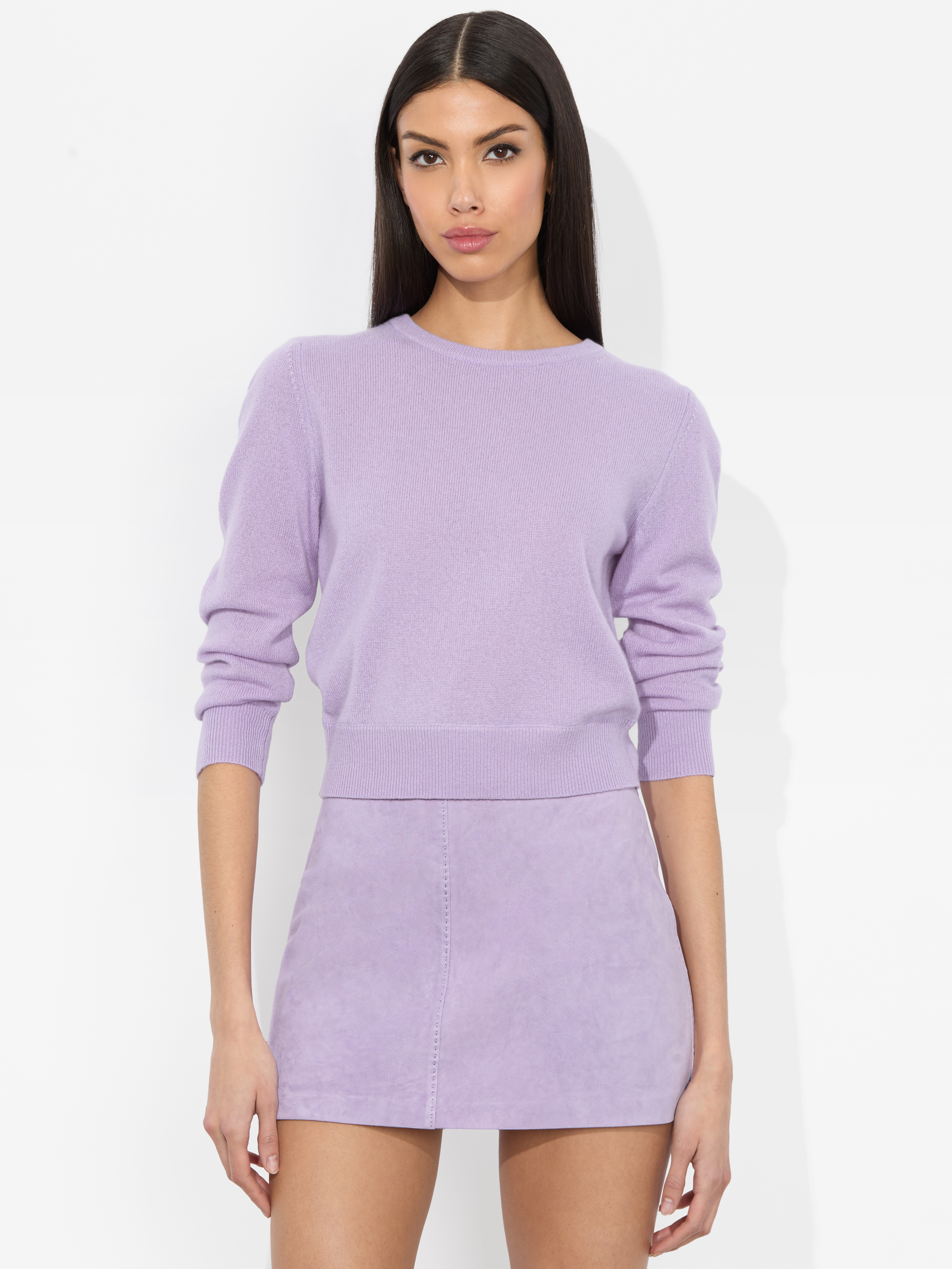 Alice And Olivia Carolann Shrunken Pullover In Dark Lilac