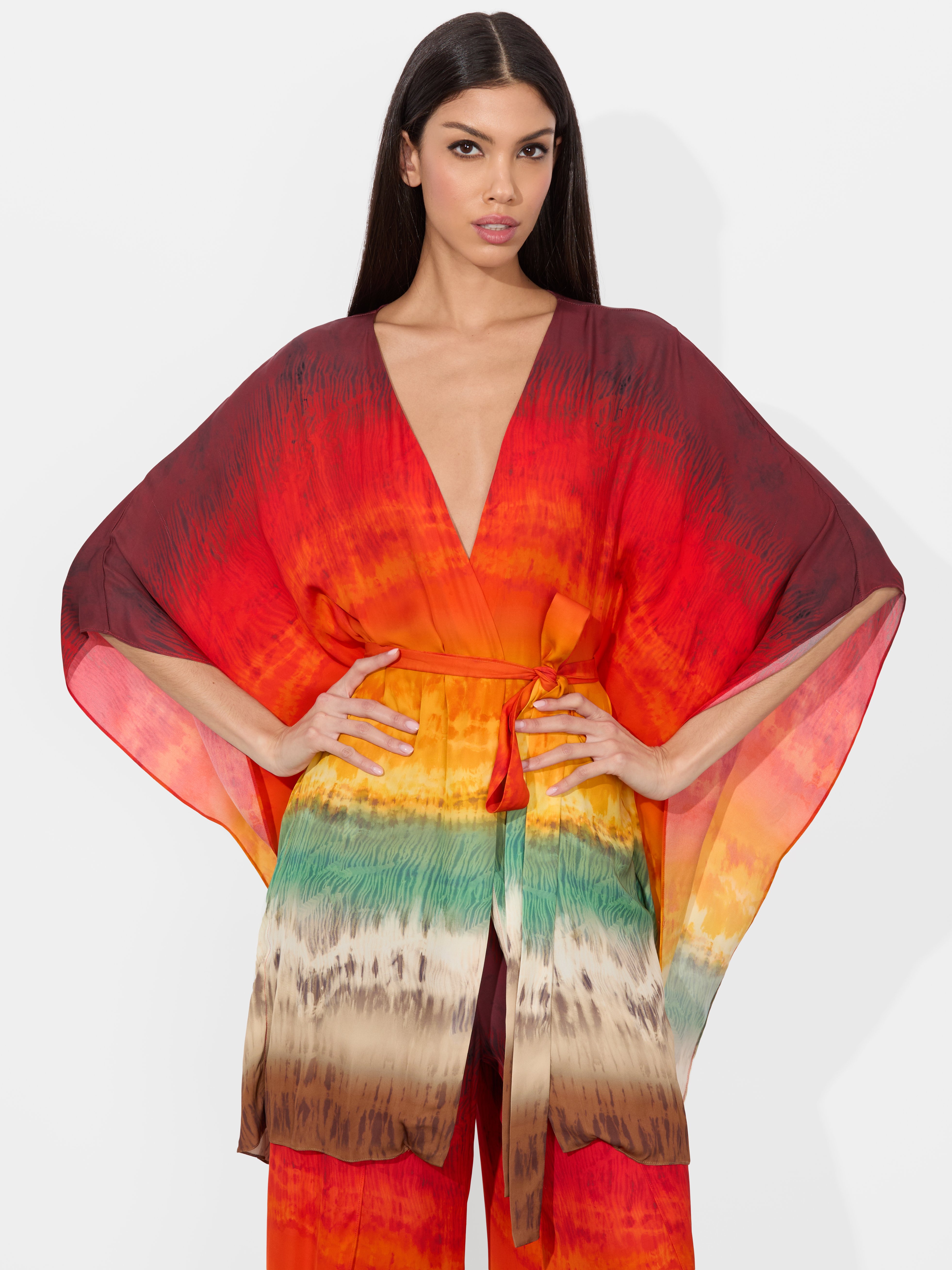 Alice And Olivia Marva Belted Mini Kaftan