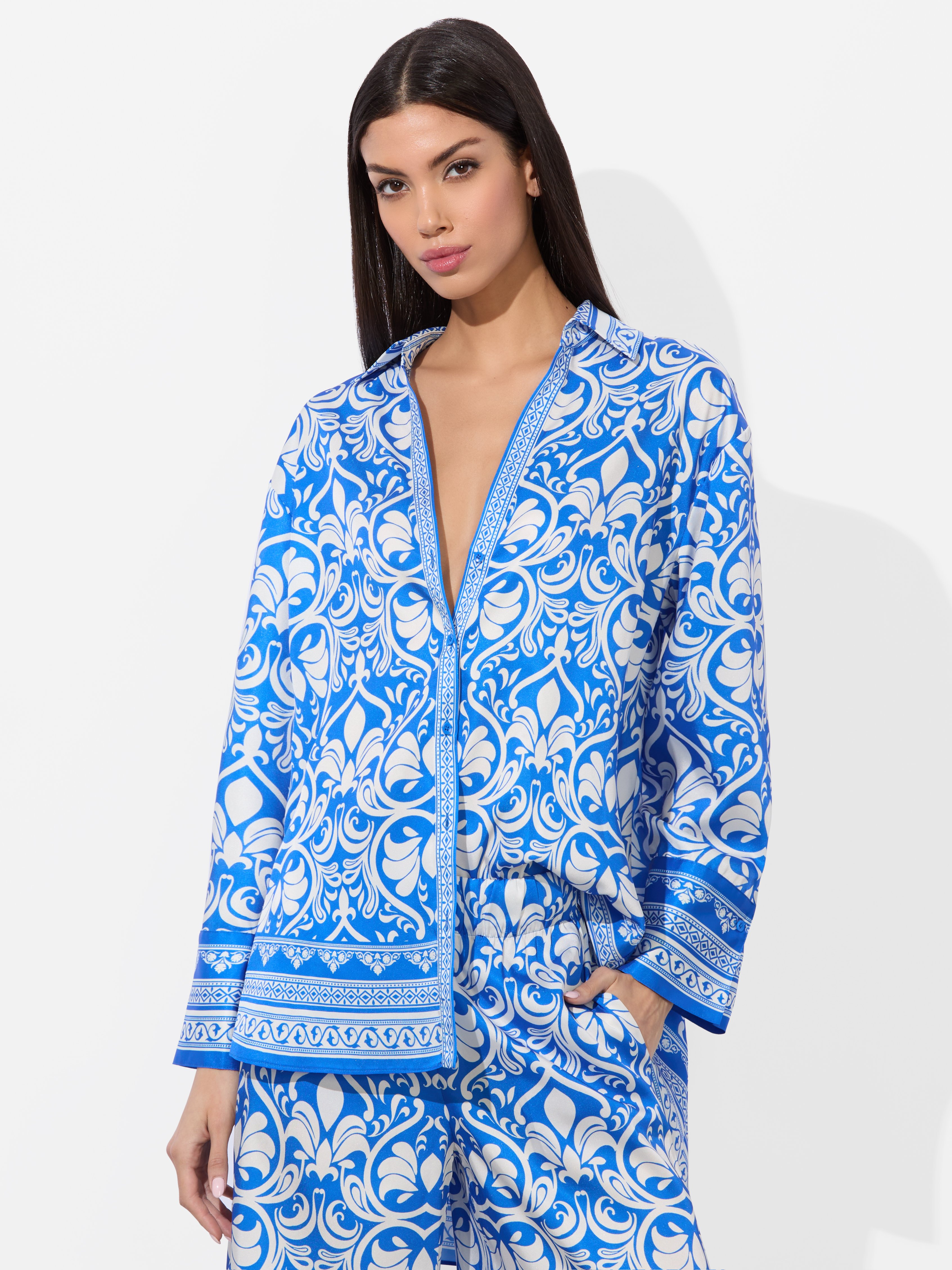 Shop Alice And Olivia Kiva Oversized Pajama Shirt
