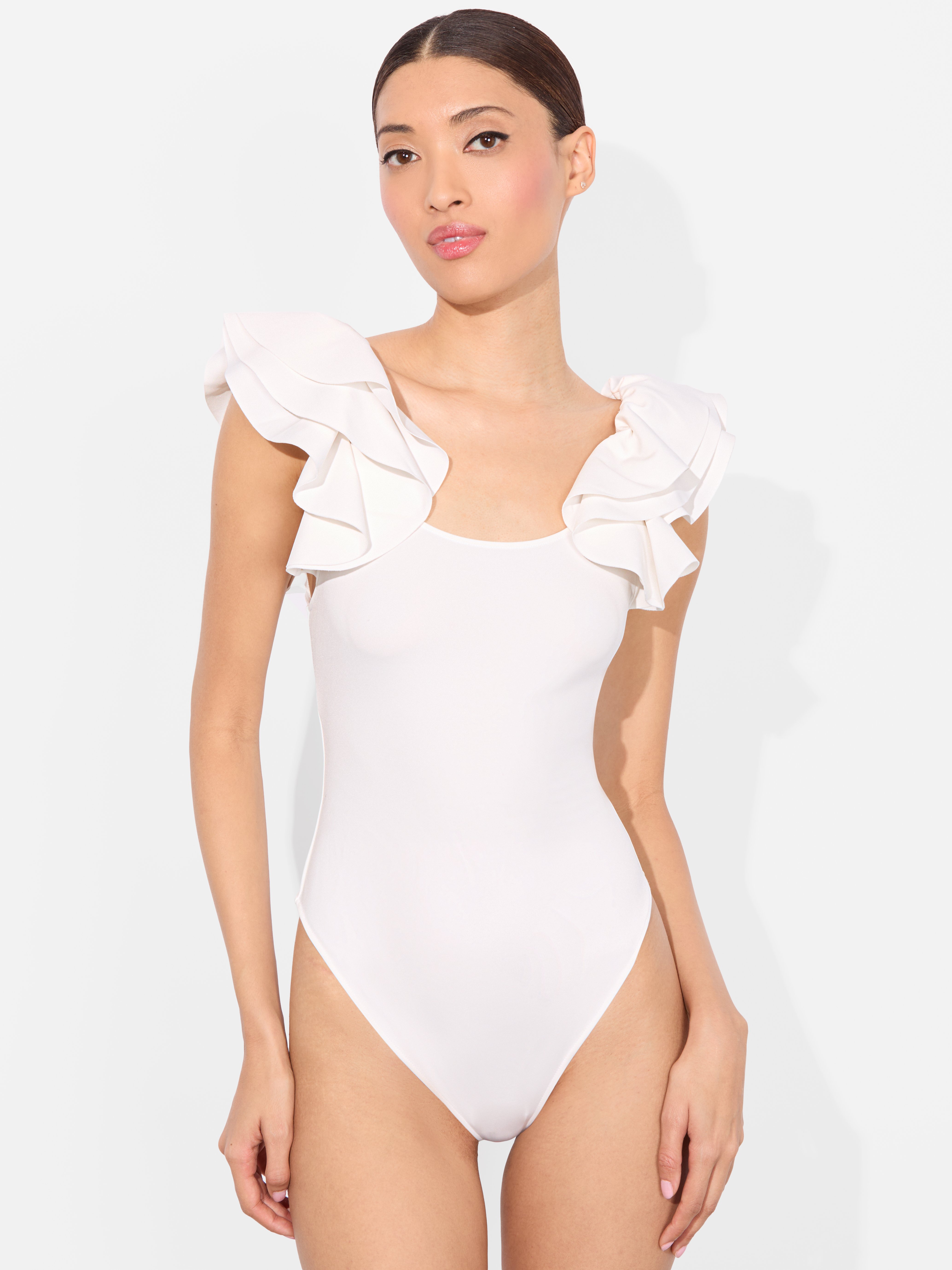 Alice And Olivia Tawny Ruffle Sleeve Bodysuit