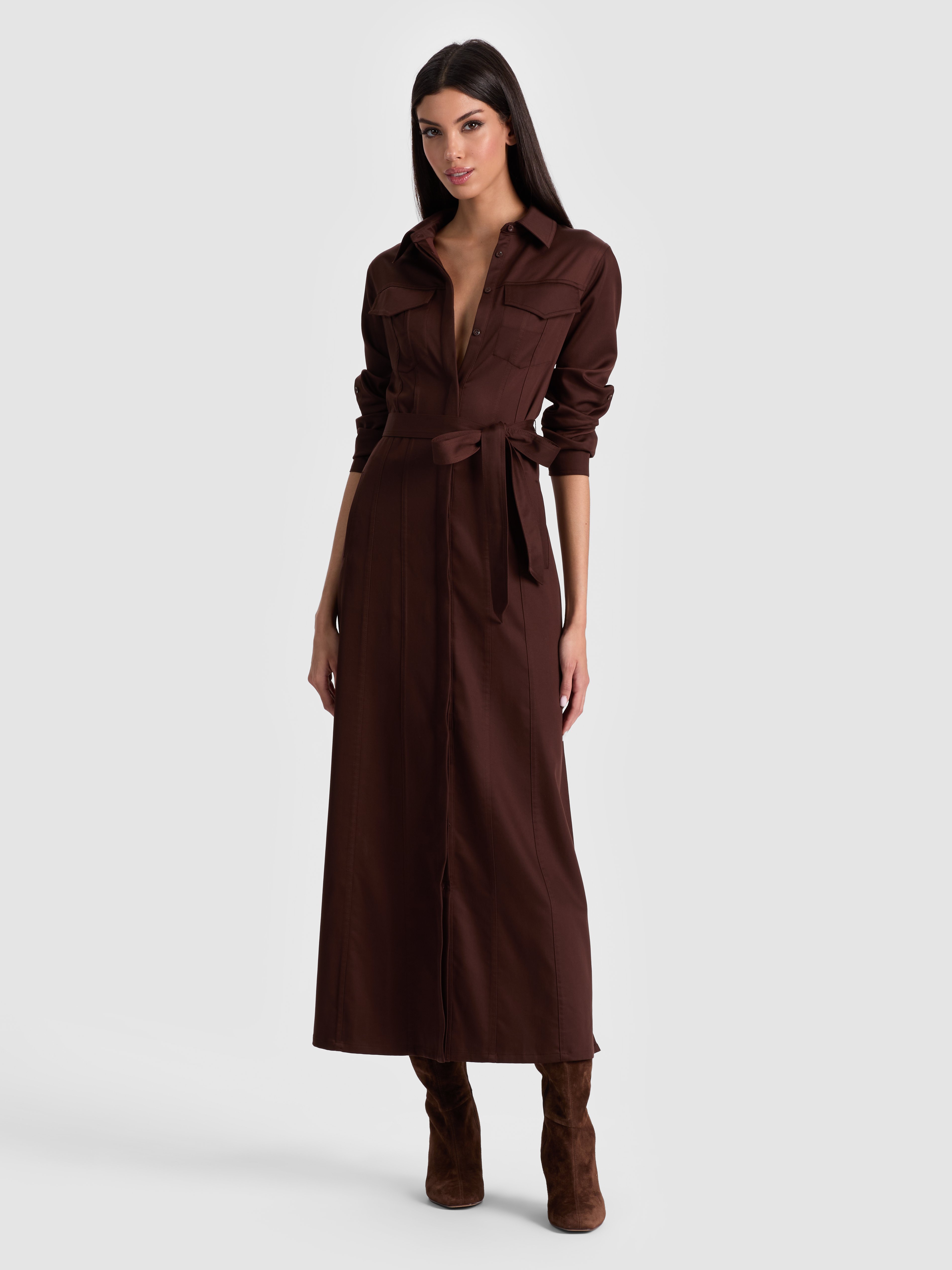 Alice And Olivia Chassidy Maxi Dress In Brown