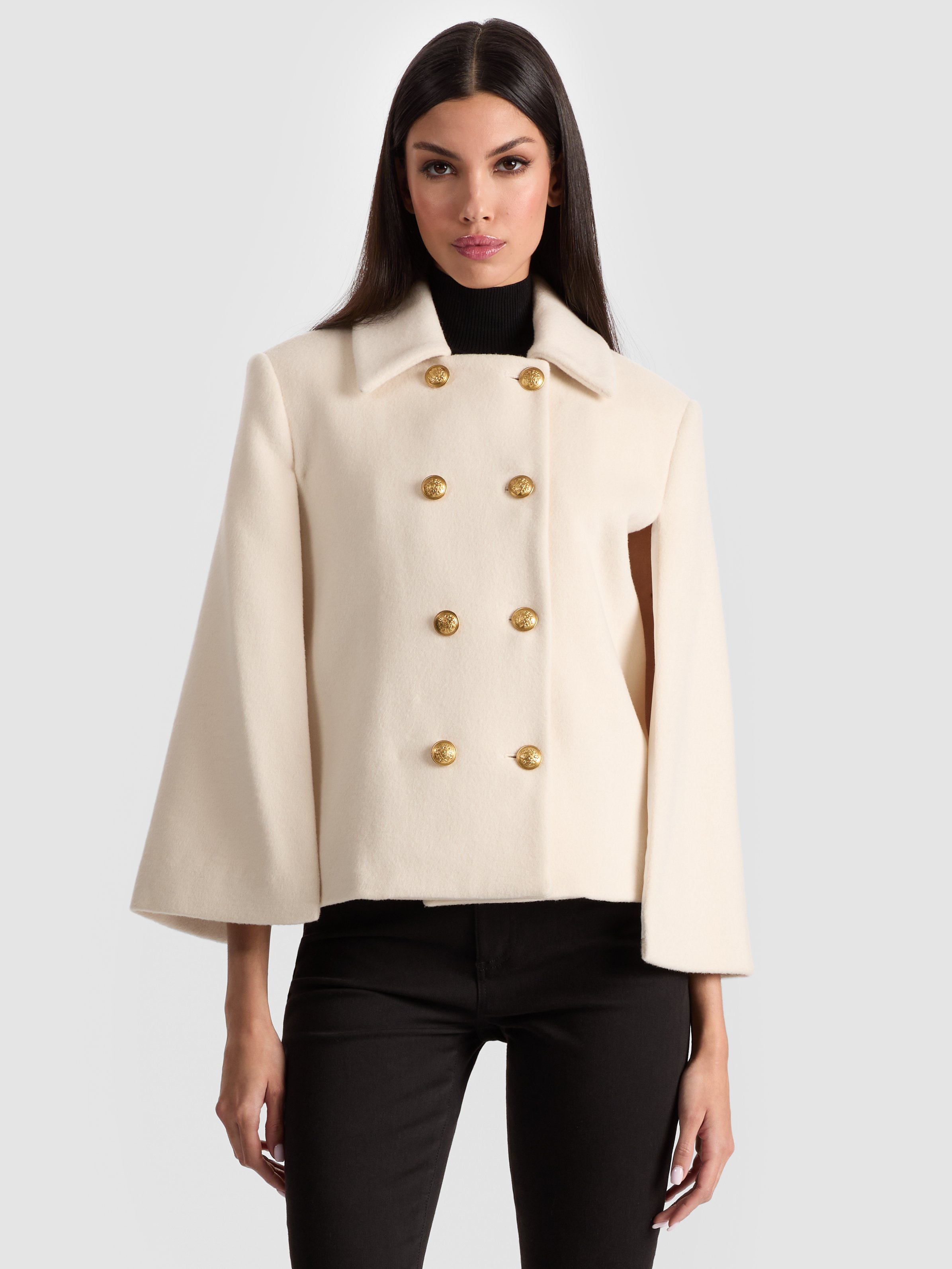 Alice And Olivia Reynalda Mini Cape In Neutral
