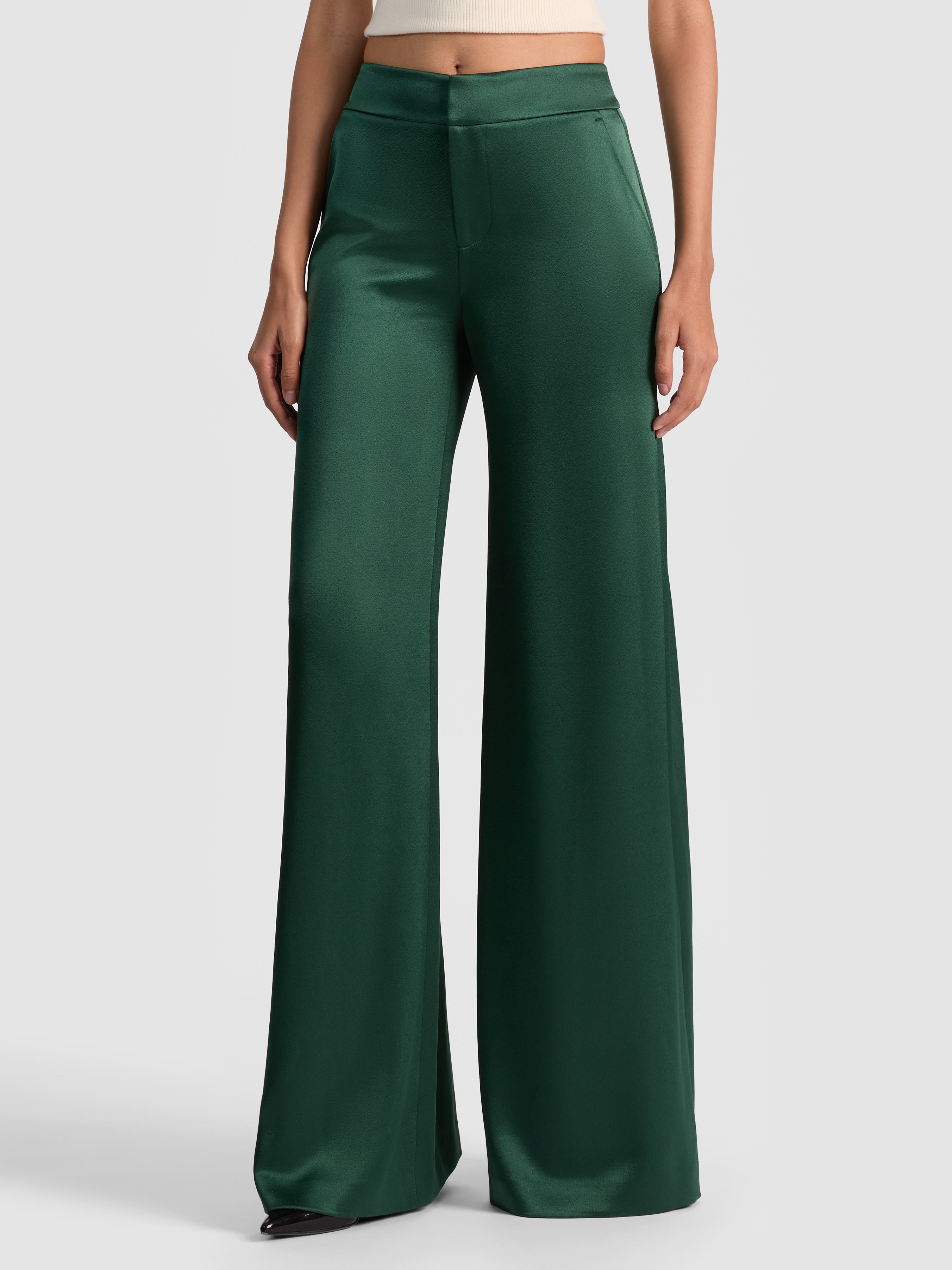 Alice And Olivia Dylan High Rise Wide Leg Pant In Green