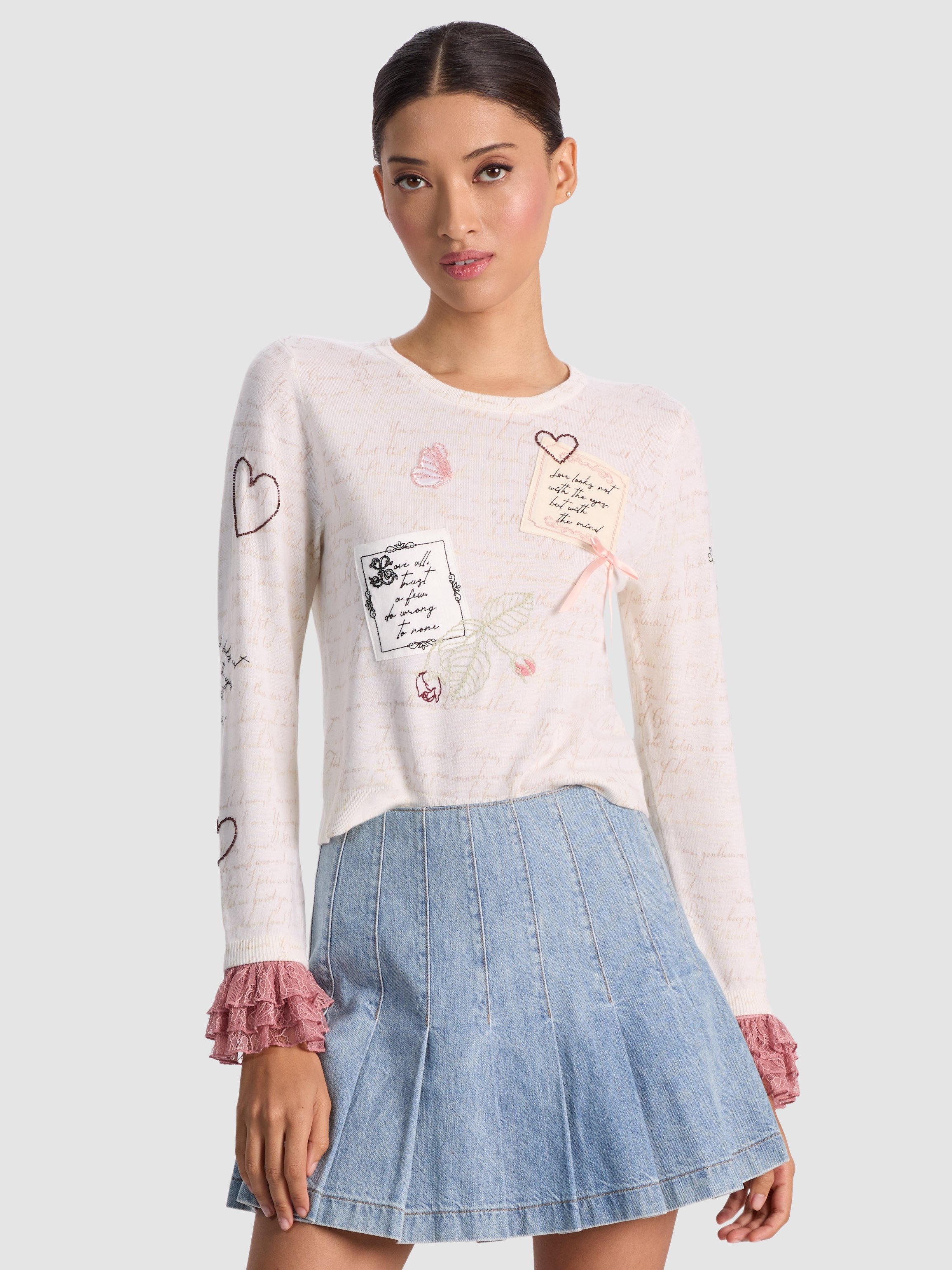 Alice And Olivia Carolann Pullover In Multi