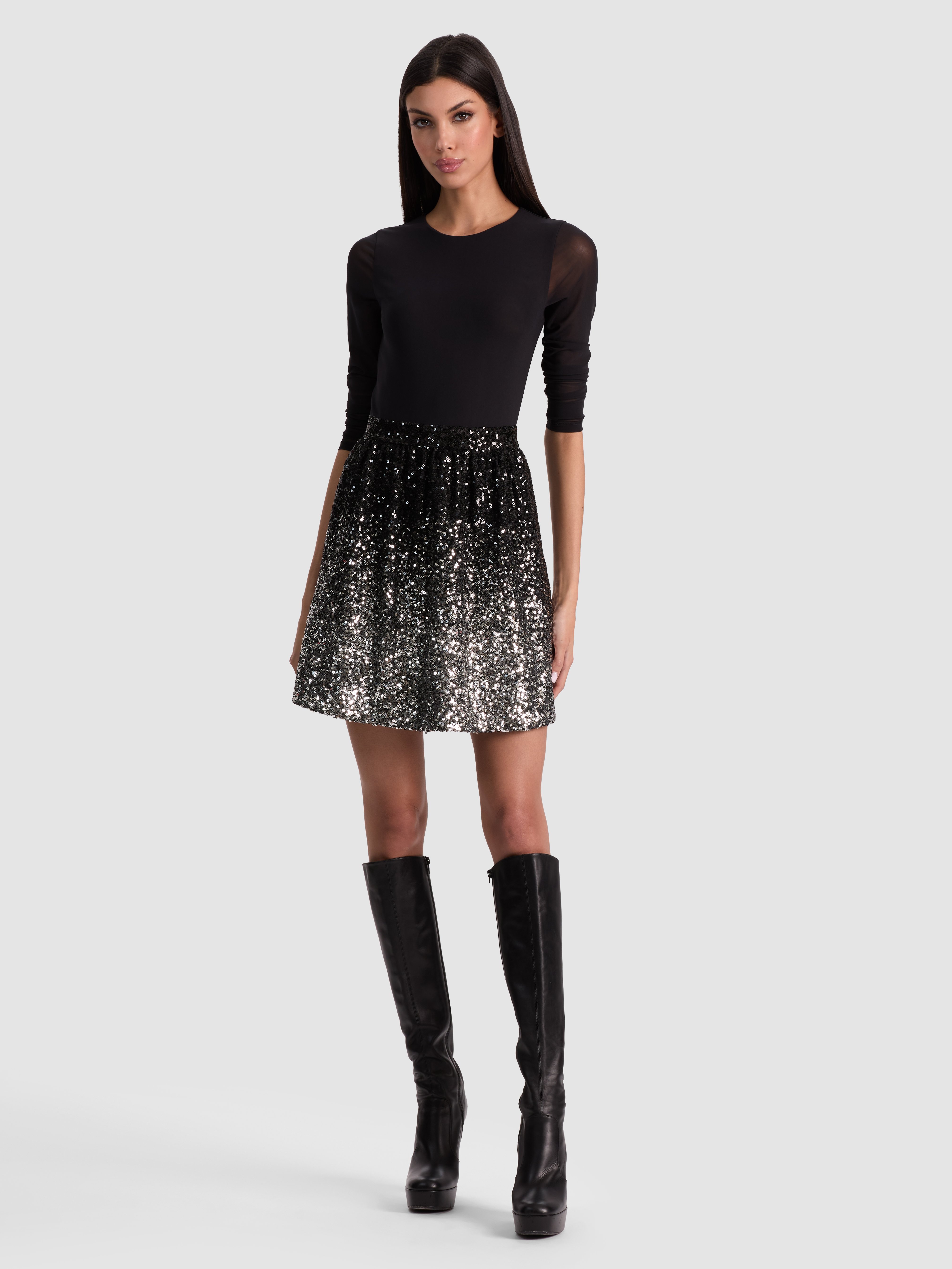 Alice And Olivia Chara Embellished Mini Dress In Black
