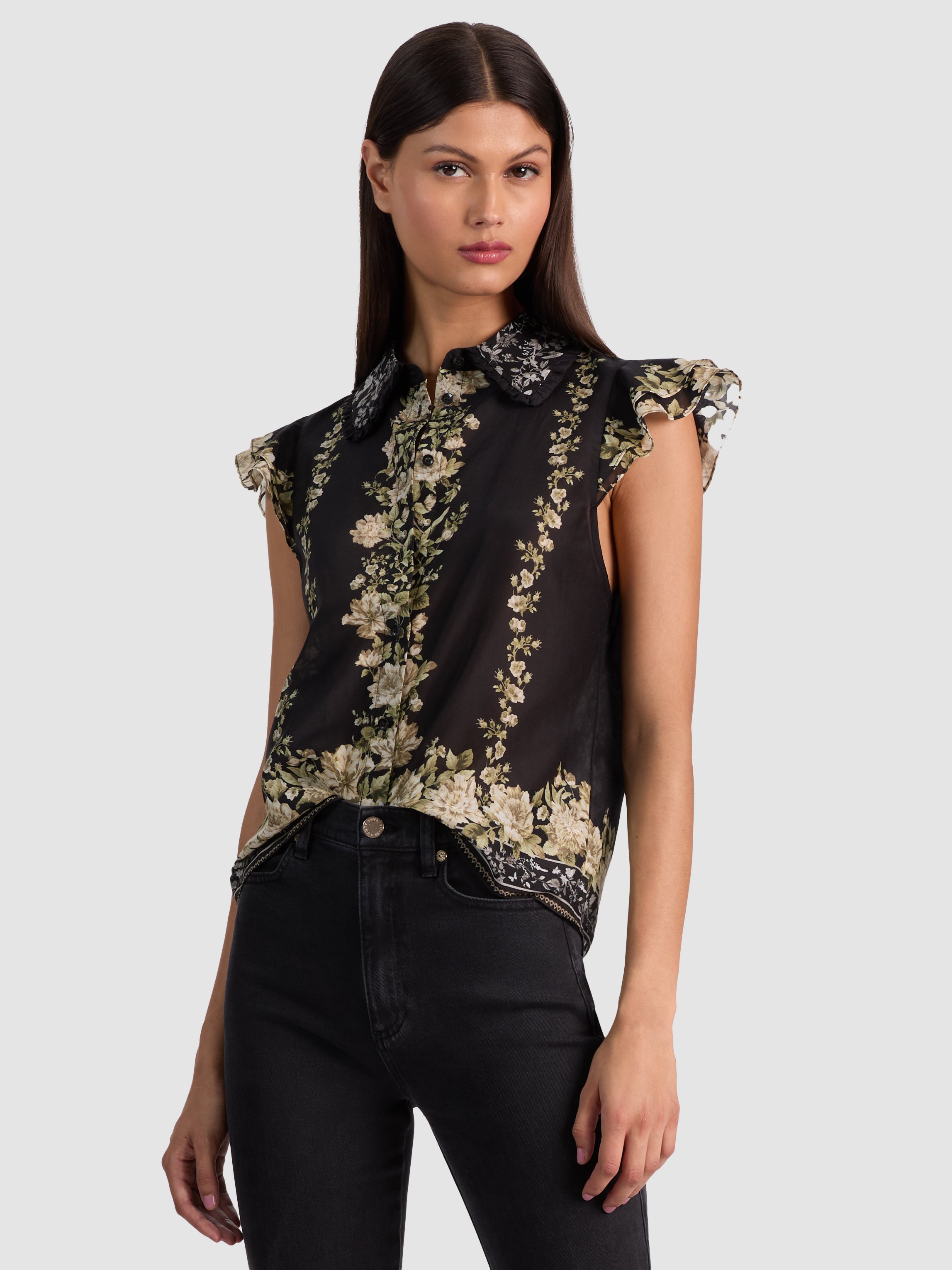 Alice And Olivia Martel Blouse In Black