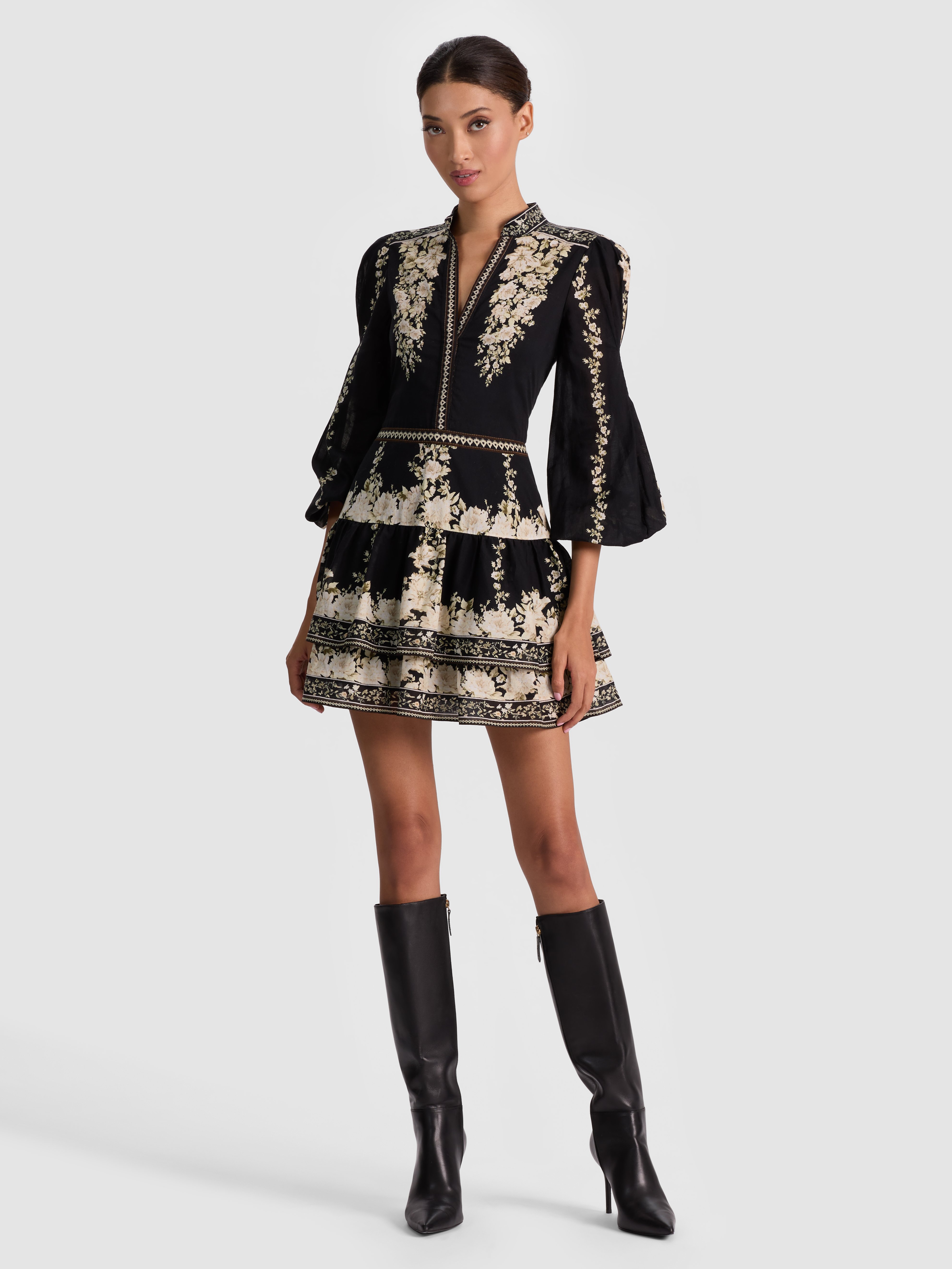 Alice And Olivia Valencia Mini Dress In Black