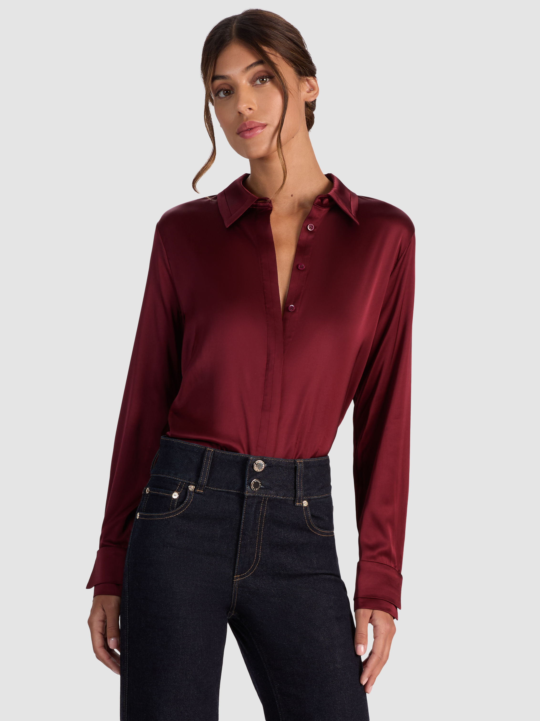 Alice And Olivia Willa Silk Blouse In Animal Print