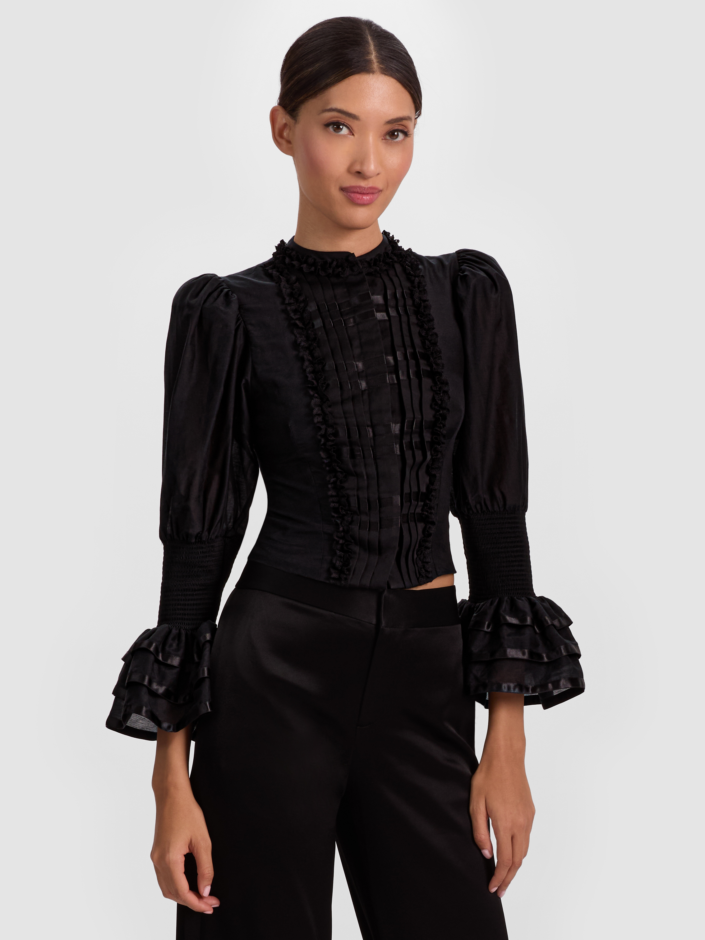 Alice And Olivia Vicky Blouse In Black