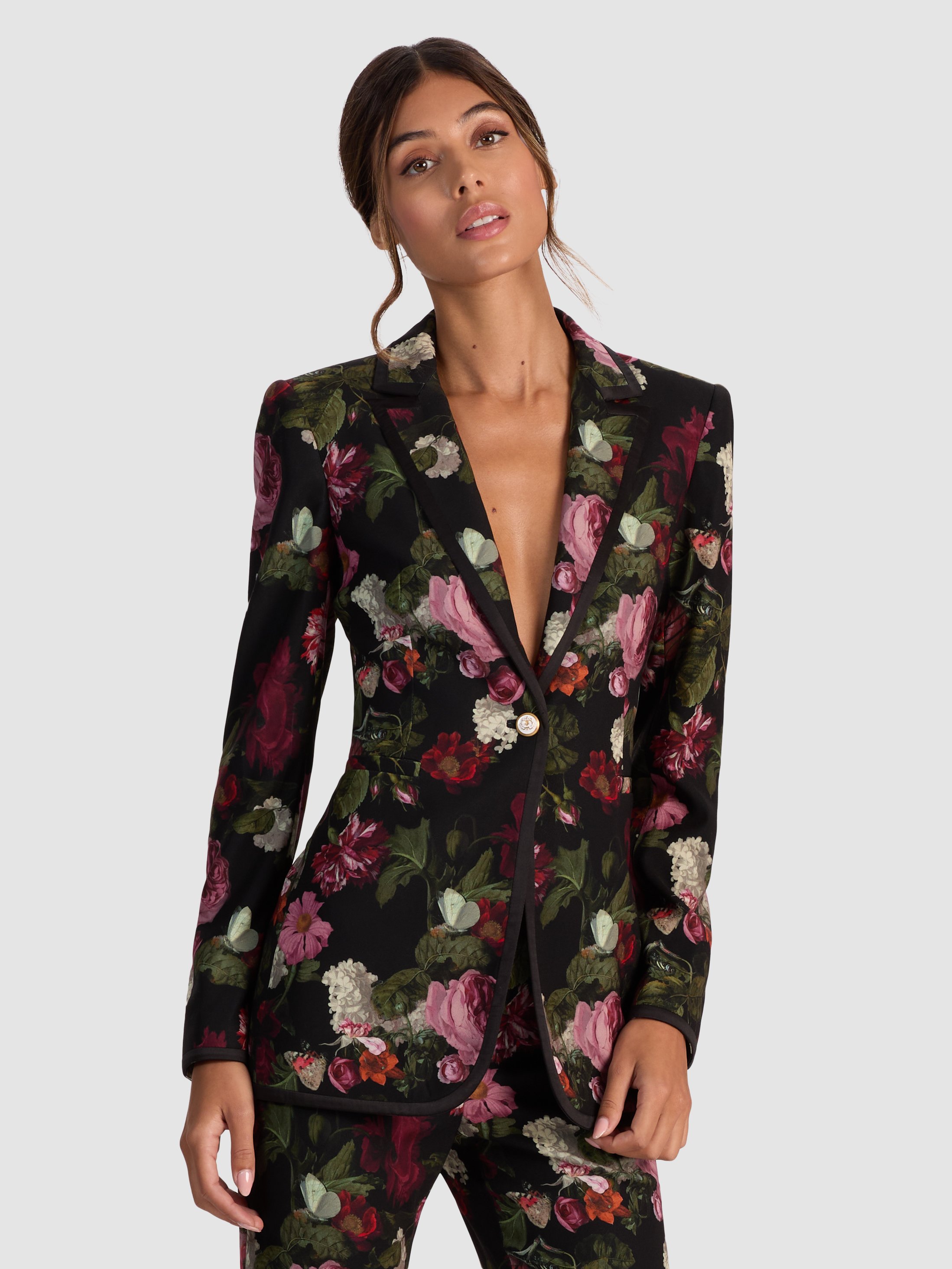 Alice And Olivia Breann Printed Blazer In Multi