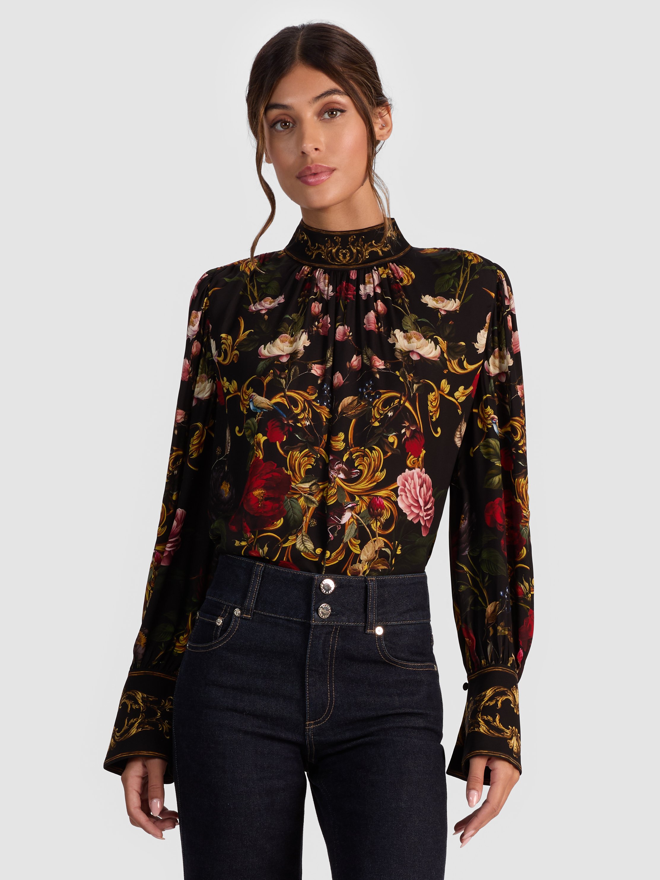 Alice And Olivia Marion Blouse In Multi