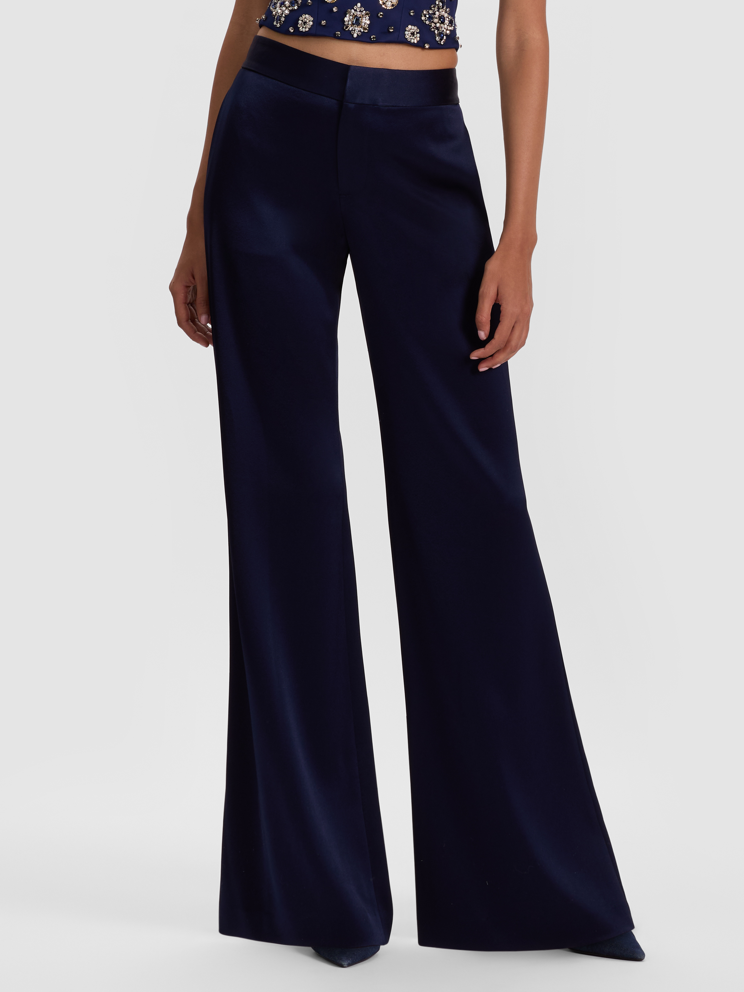 Alice And Olivia Shane Wide Leg Pant In Blue