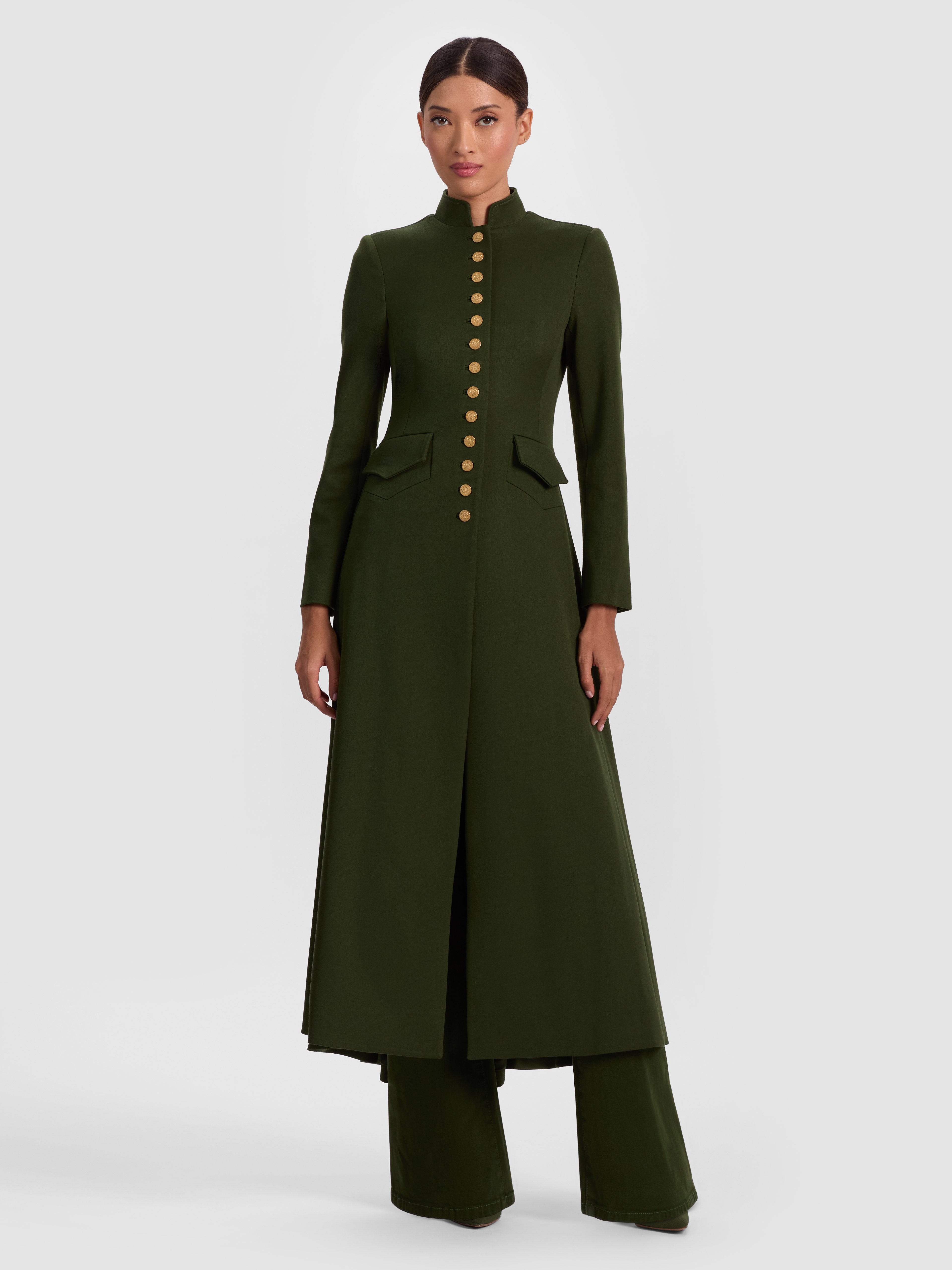 Alice And Olivia Winn Long Jacket In Green