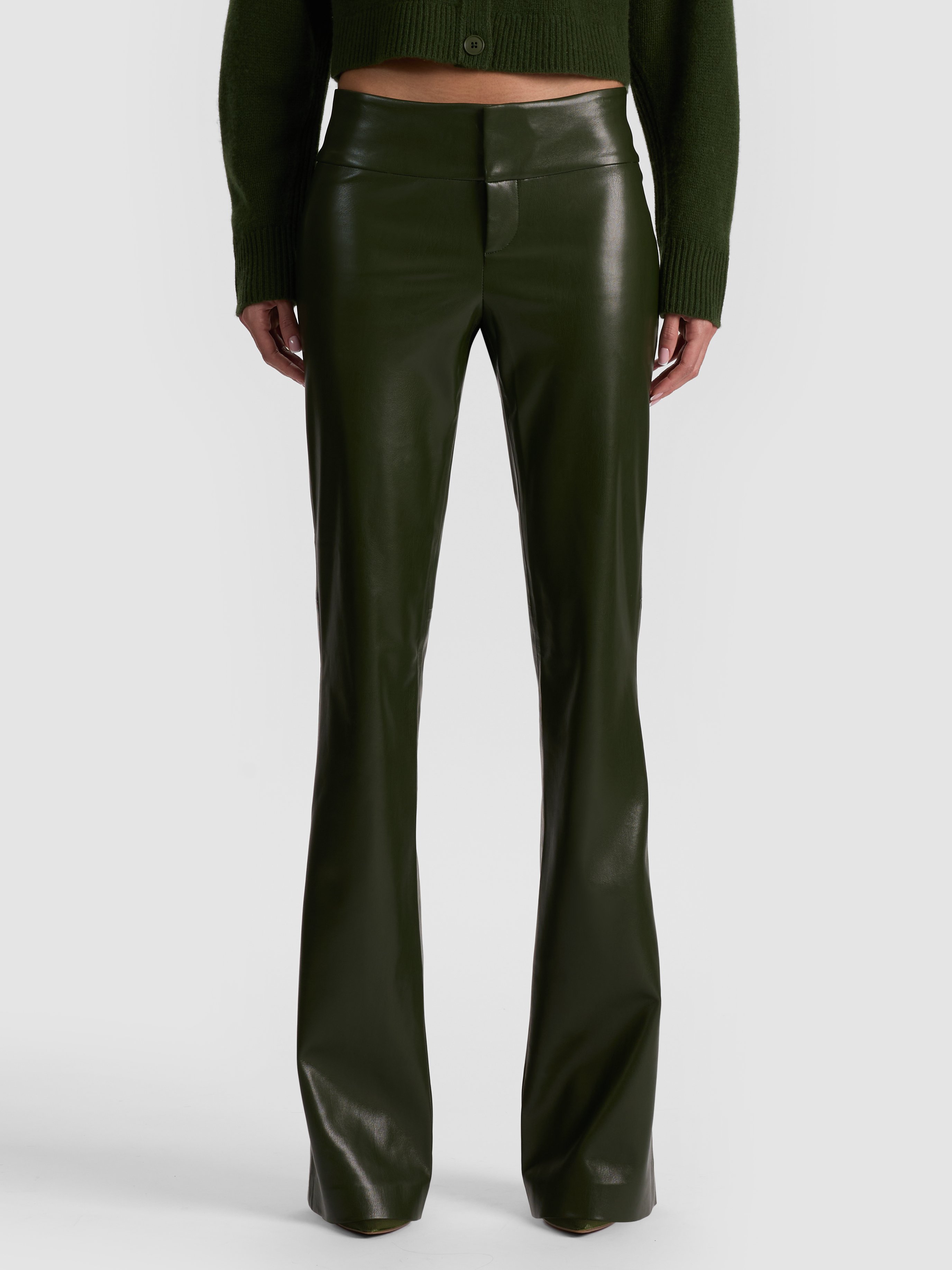 Alice And Olivia Olivia Vegan Bootcut Pant In Green