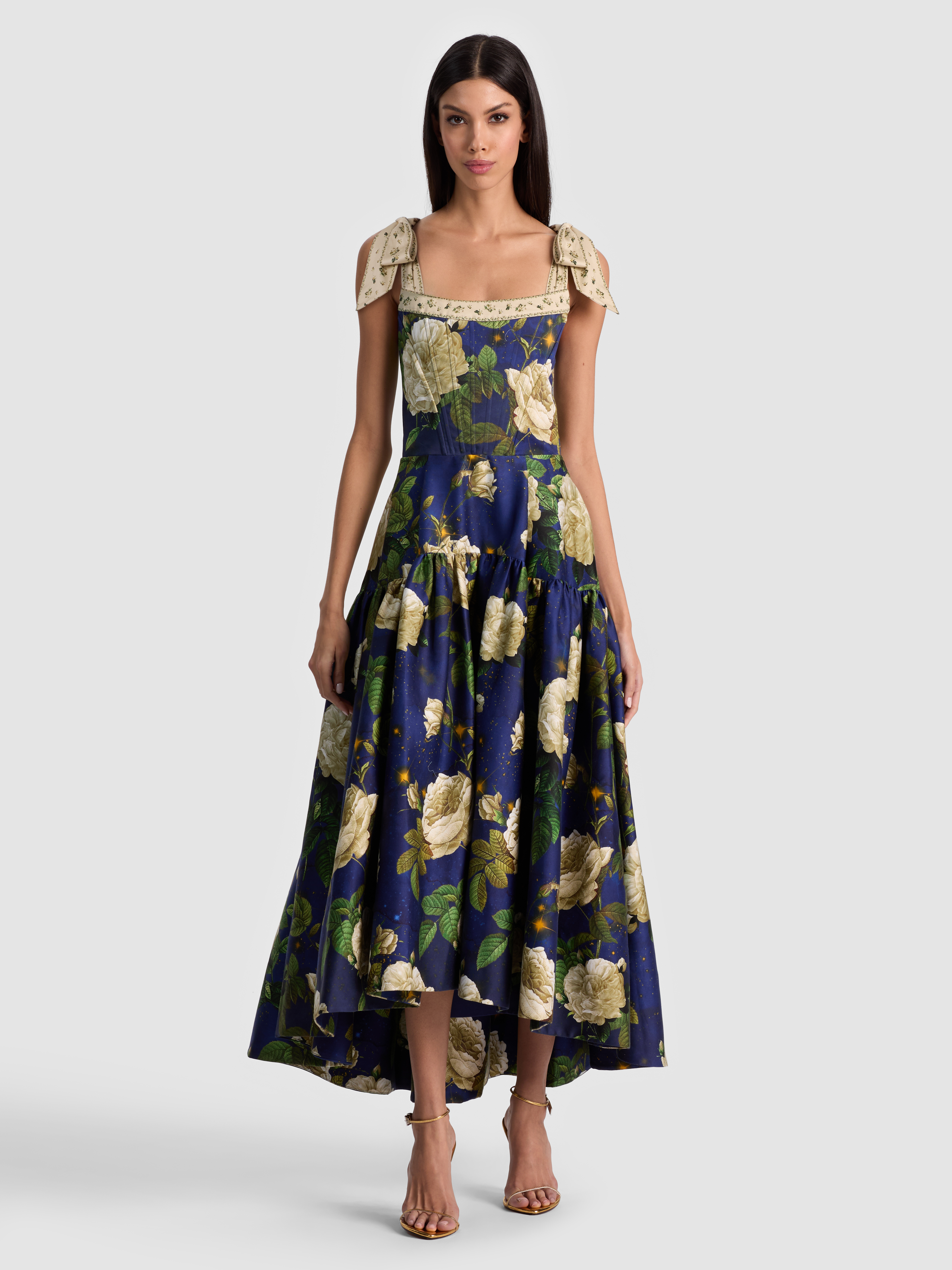 Alice And Olivia Rosalee Midi Dress In Blue