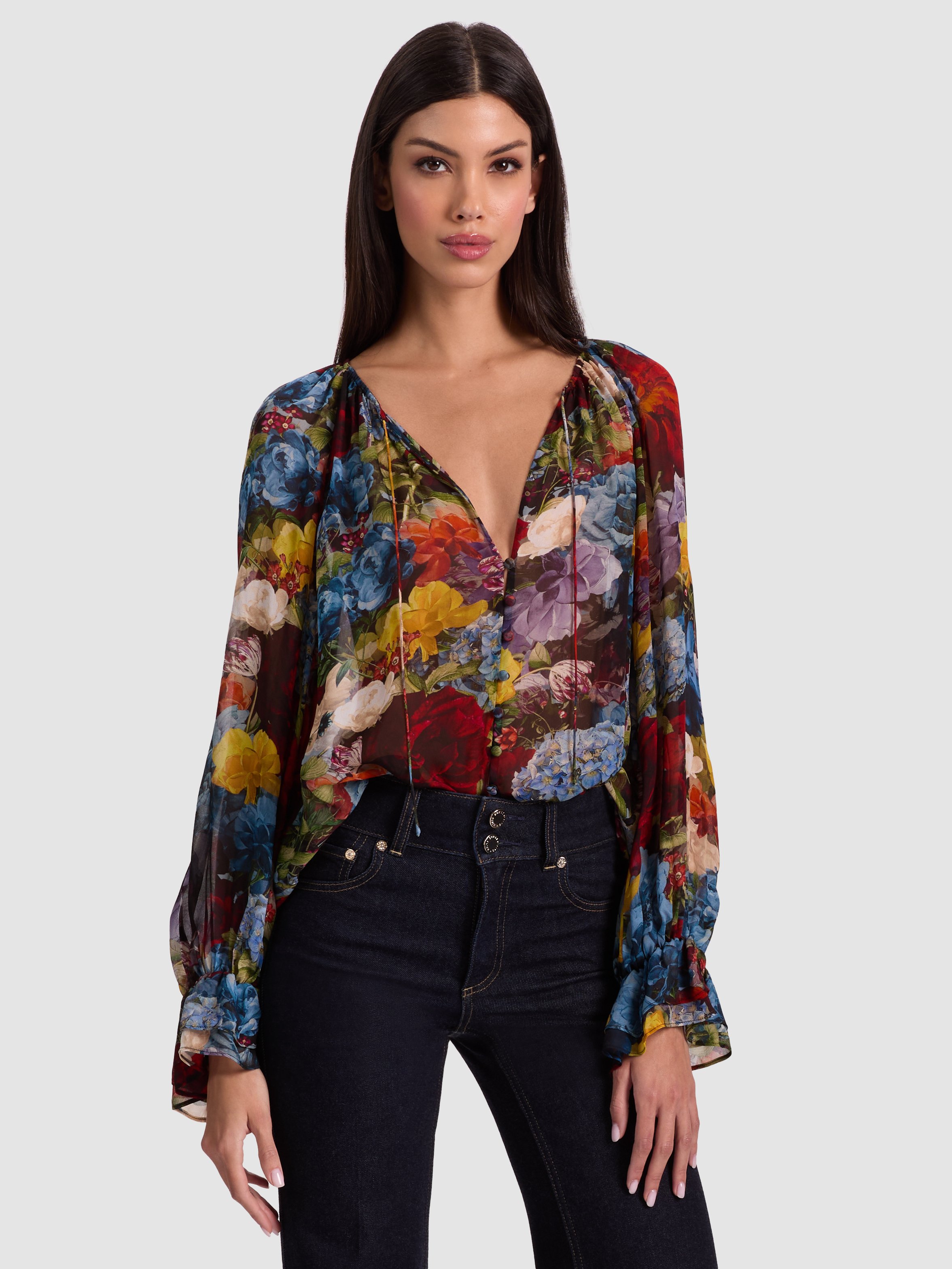 Alice And Olivia Josephine Blouse In Multi
