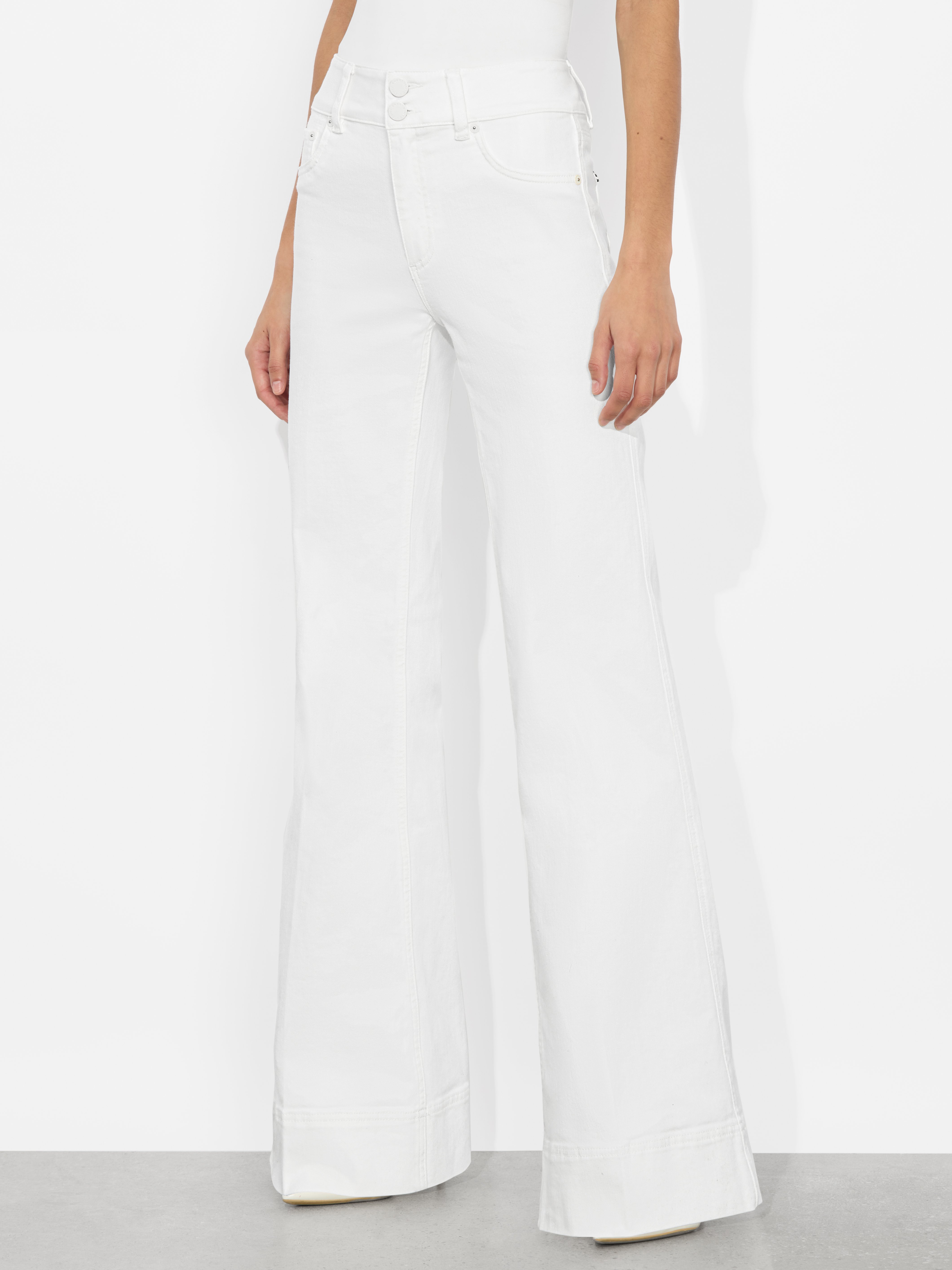Alice And Olivia Missa High-rise Wide-leg Jeans In Off White