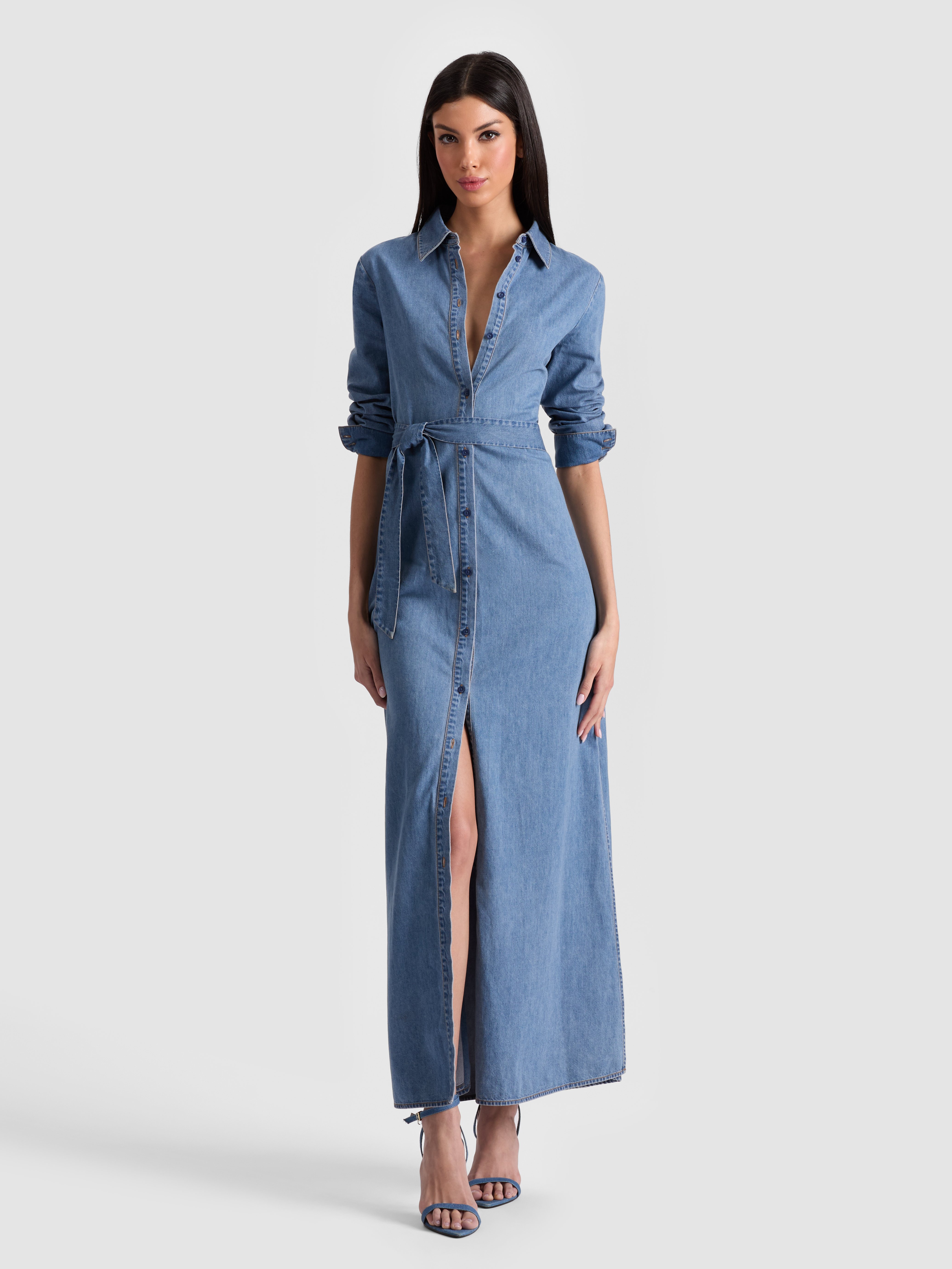 Alice And Olivia Chassidy Denim Midi Dress