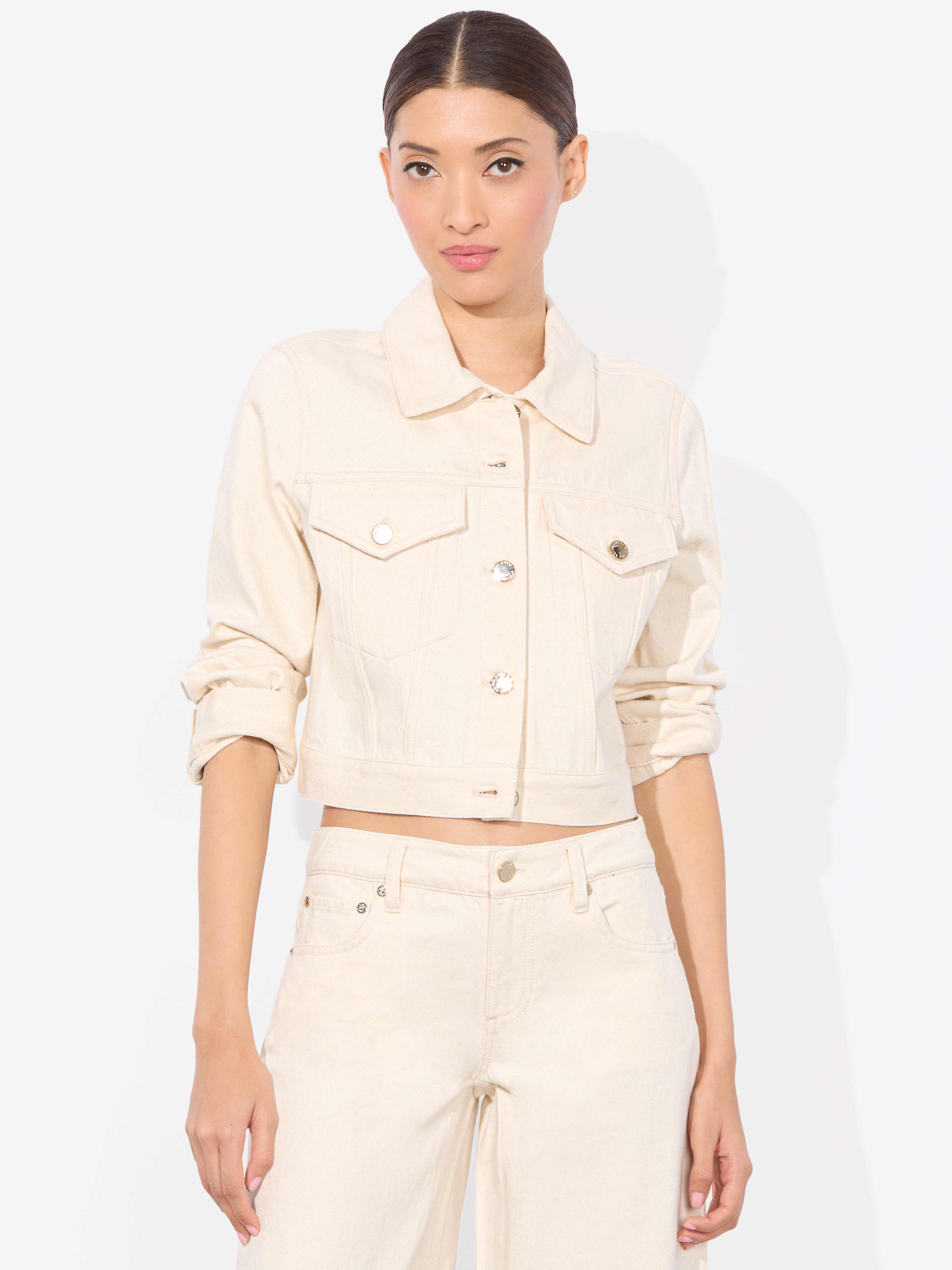 Alice And Olivia Chloe Cropped Jacket In Nude