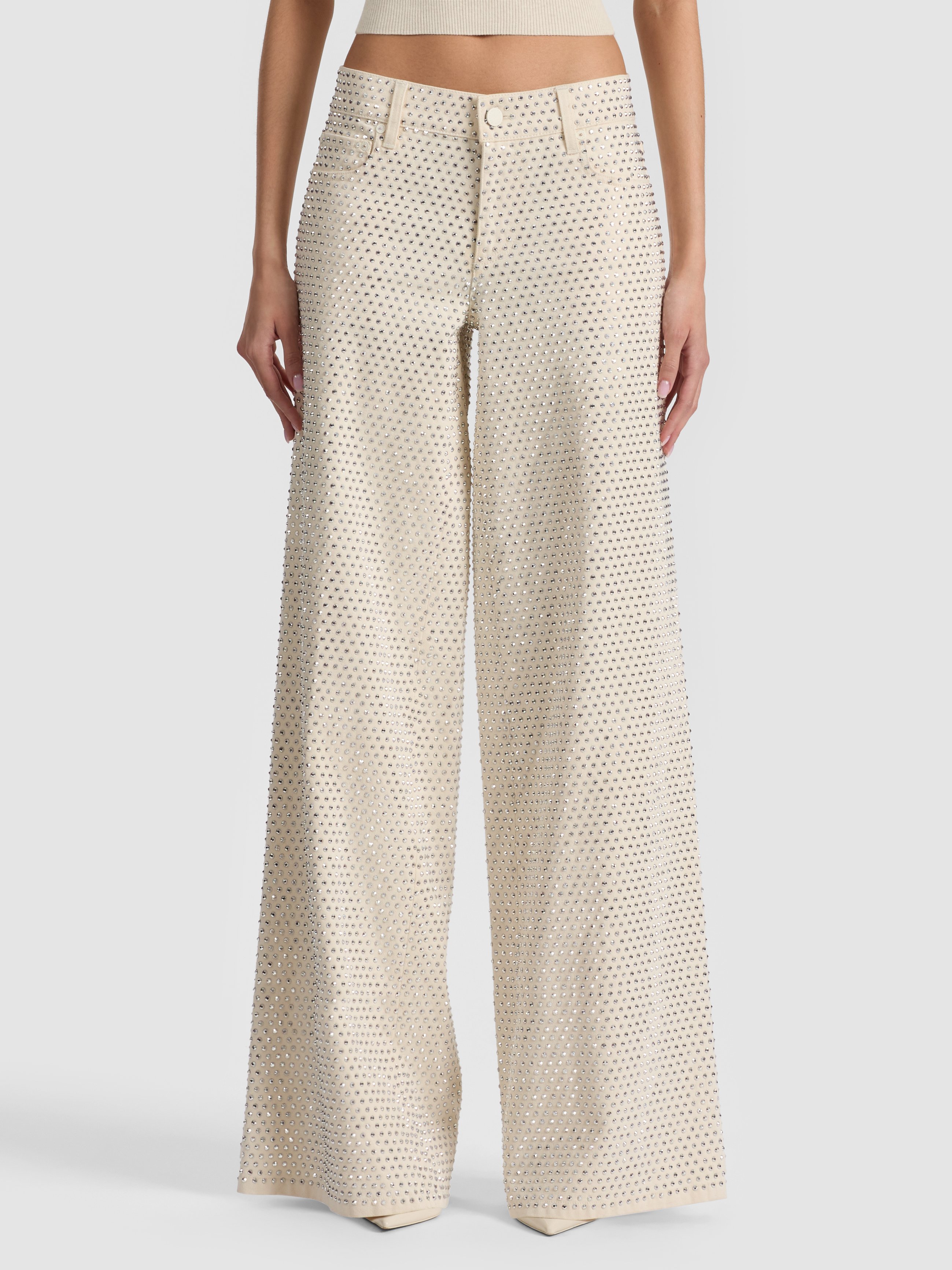 Alice And Olivia Amazing Embellished Jean In Neutral
