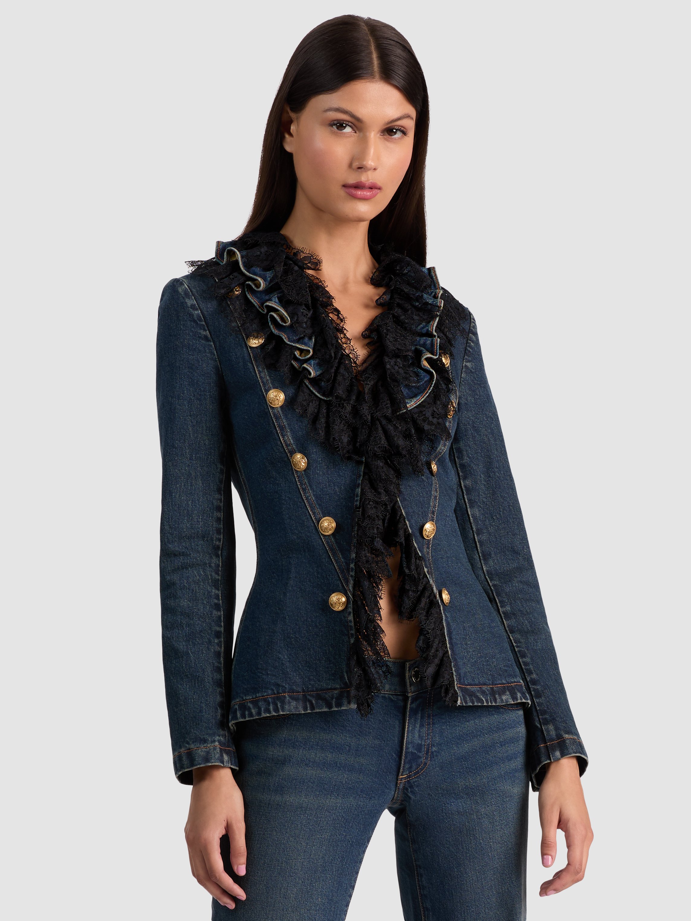 Alice And Olivia Elmira Denim Jacket In Blue