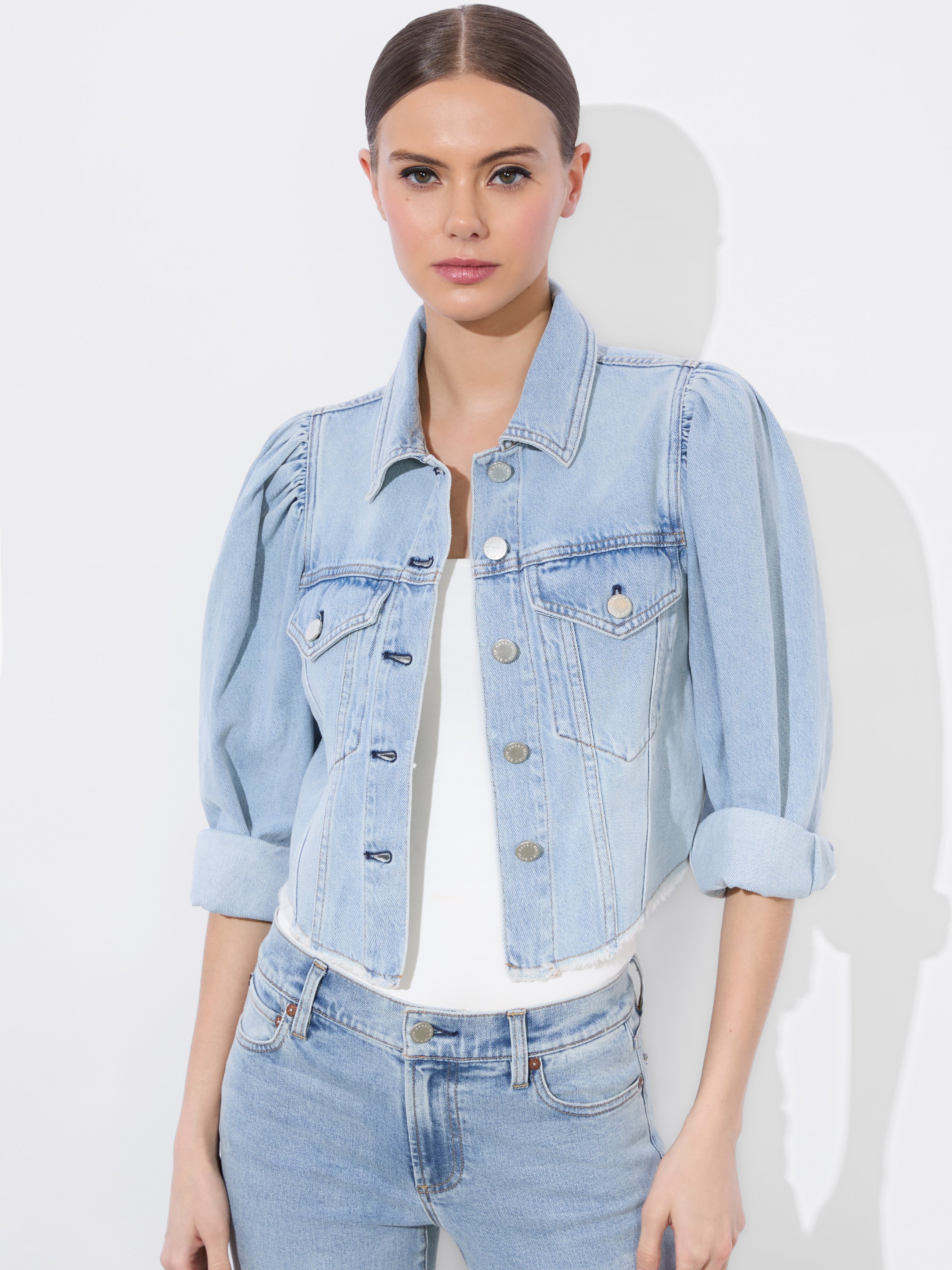 Alice And Olivia Lana Denim Jacket In Rockstar Blue