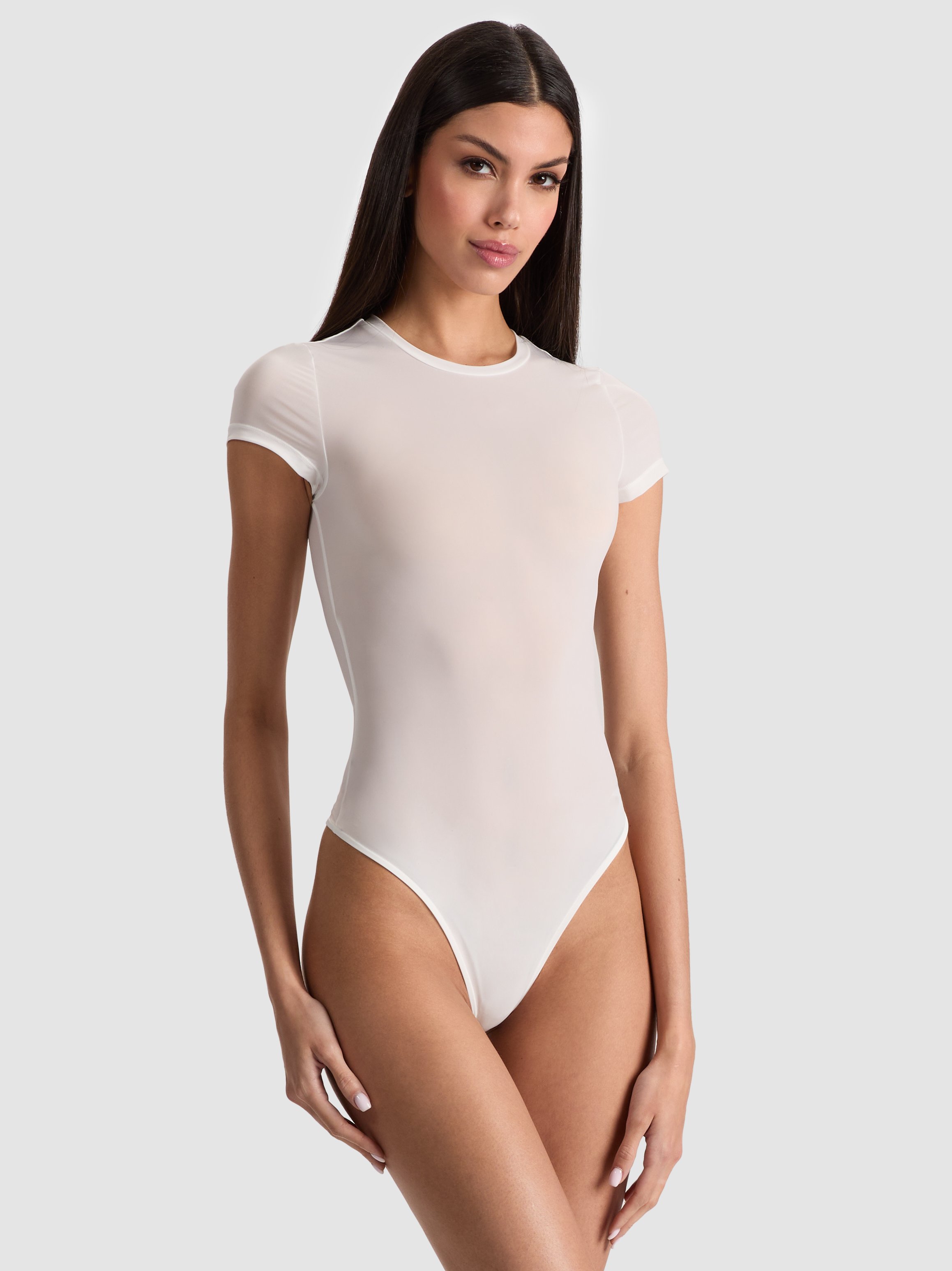 Alice And Olivia Hottie Short Sleeve Bodysuit In White