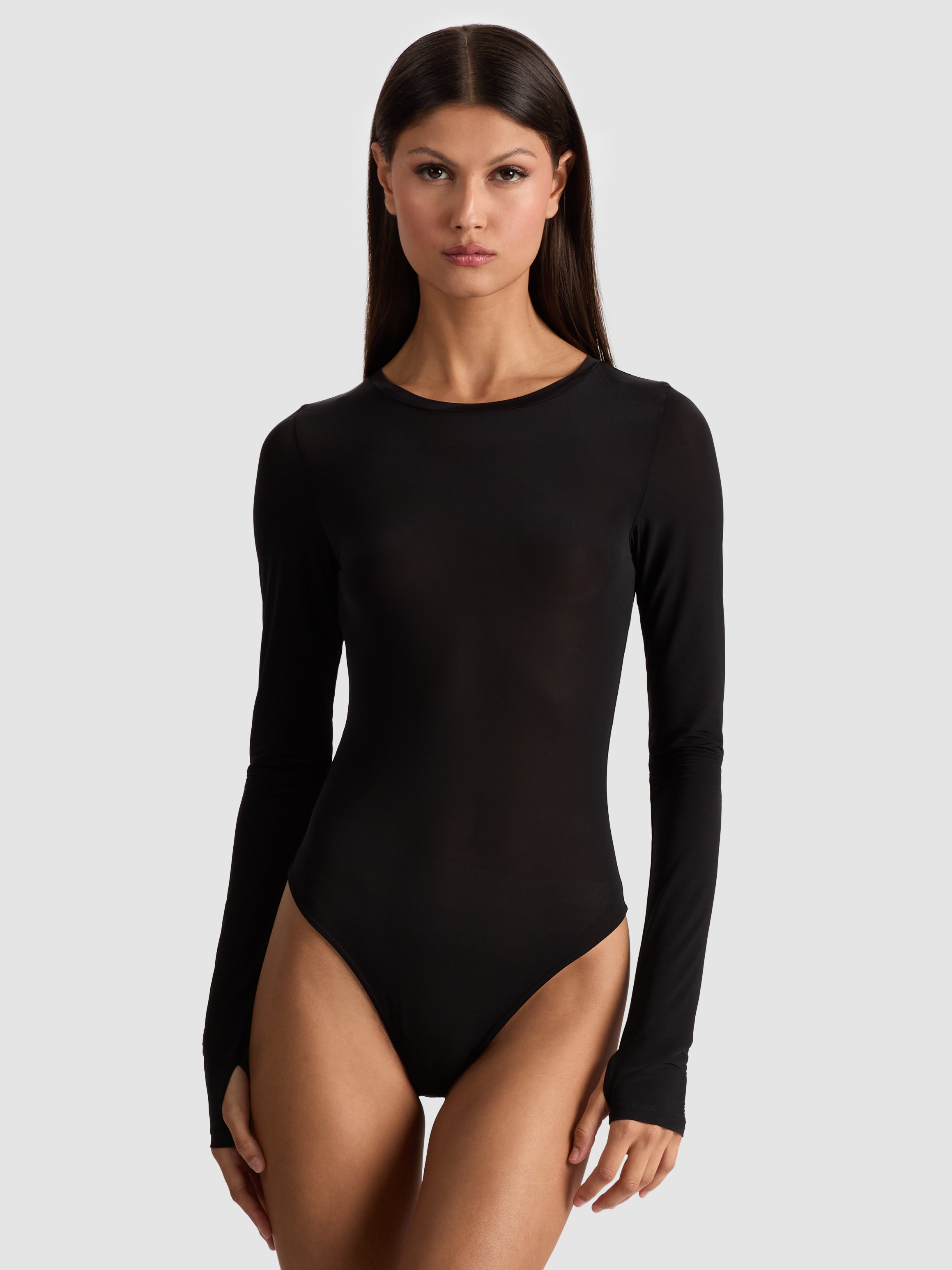 Alice And Olivia Hottie Long Sleeve Bodysuit In Black