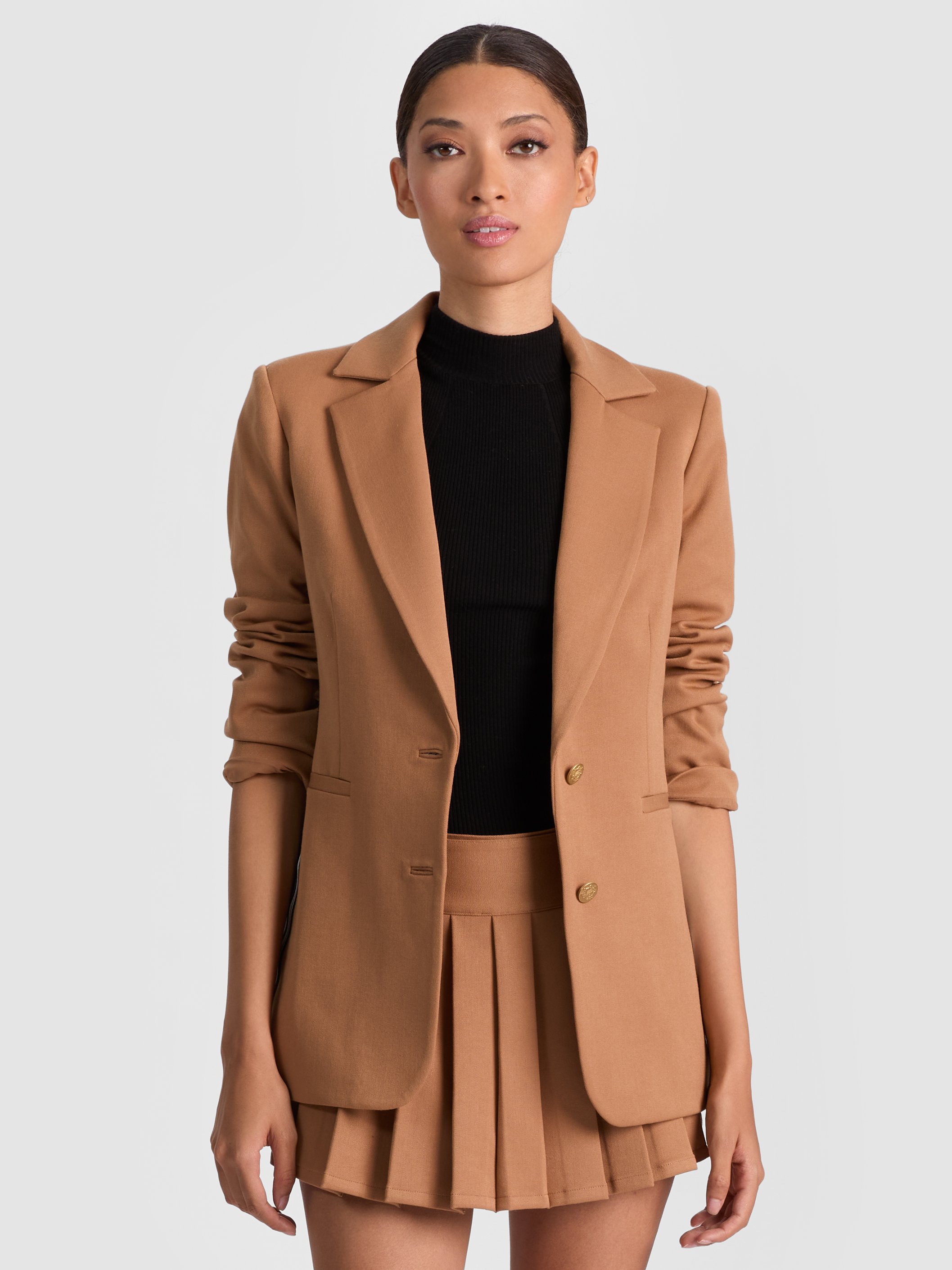 Alice And Olivia Breann Side Stripe Blazer In Brown