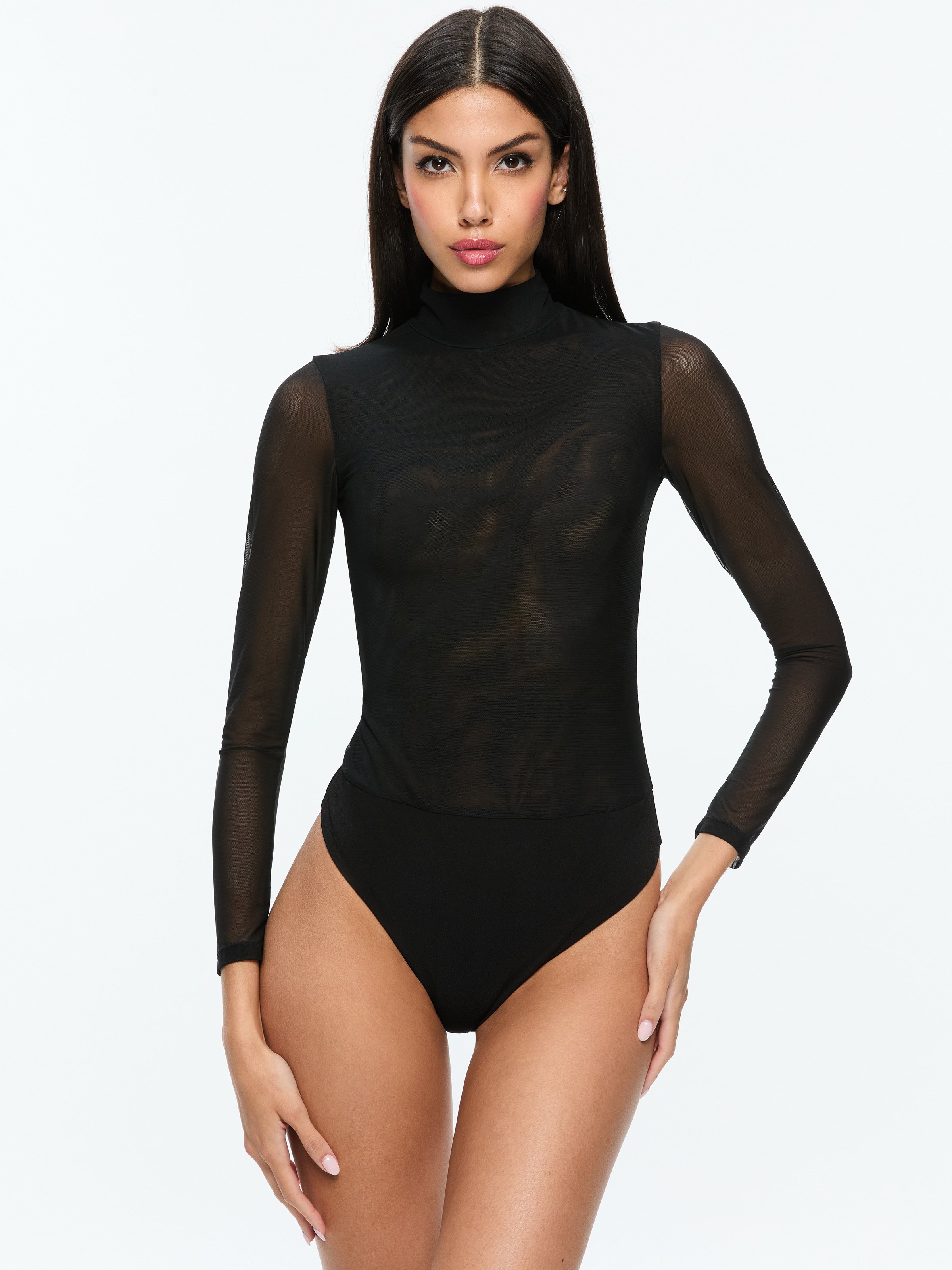Alice And Olivia Olea Crew Neck Bodysuit In Black