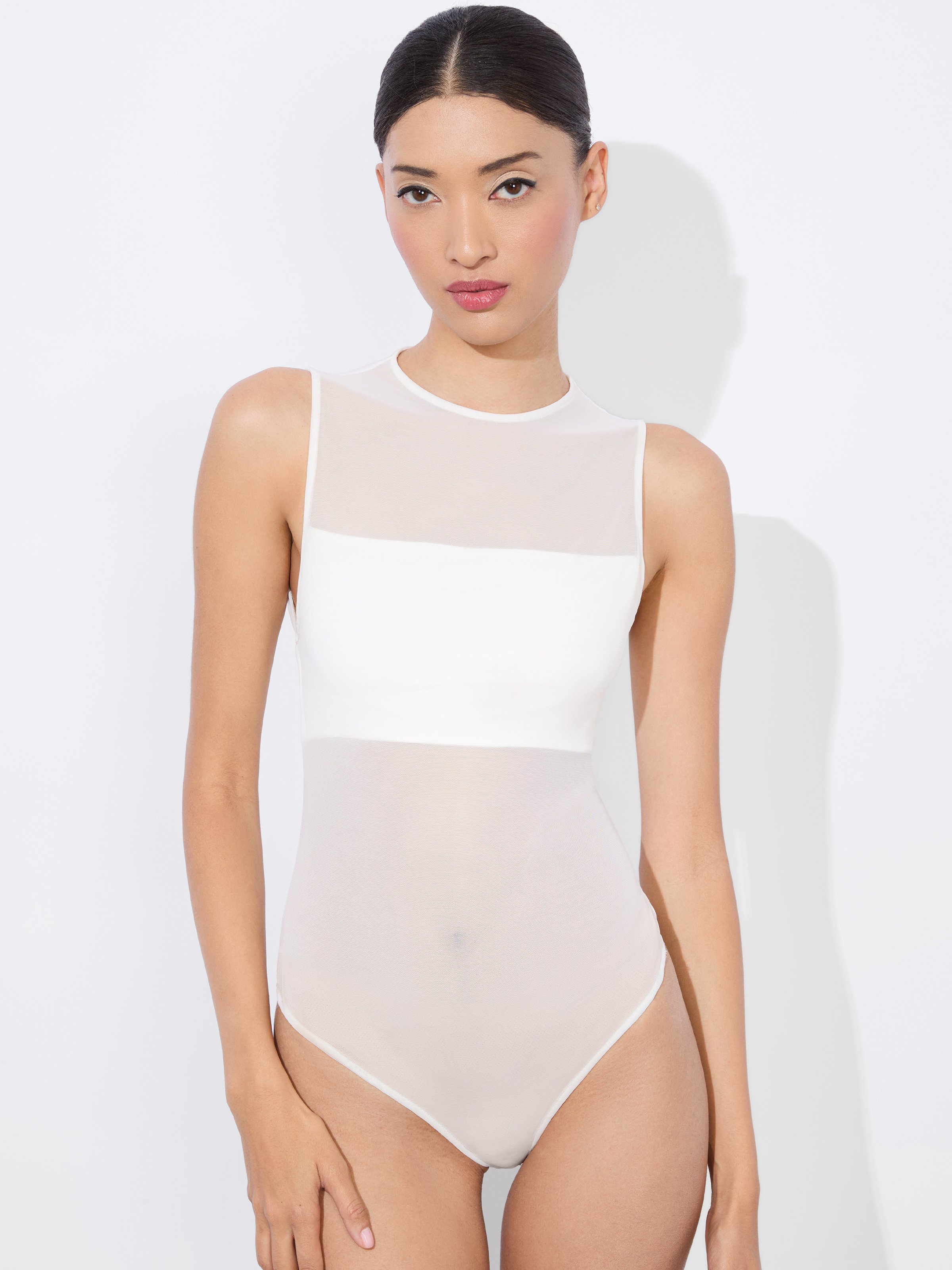 Alice And Olivia Bandeau Sleeveless Bodysuit In Off White