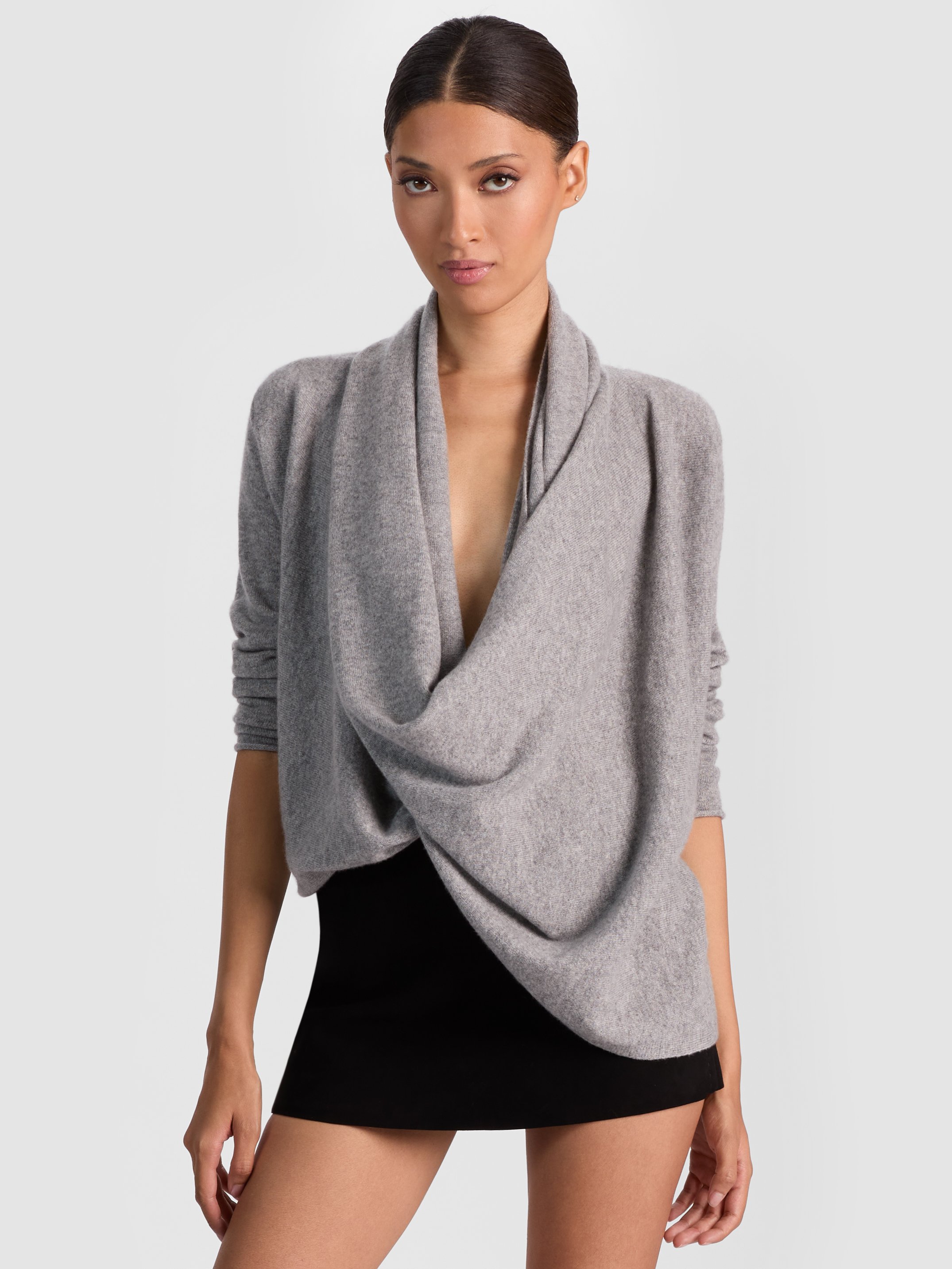 Alice And Olivia Jules Draped Pullover In Gray
