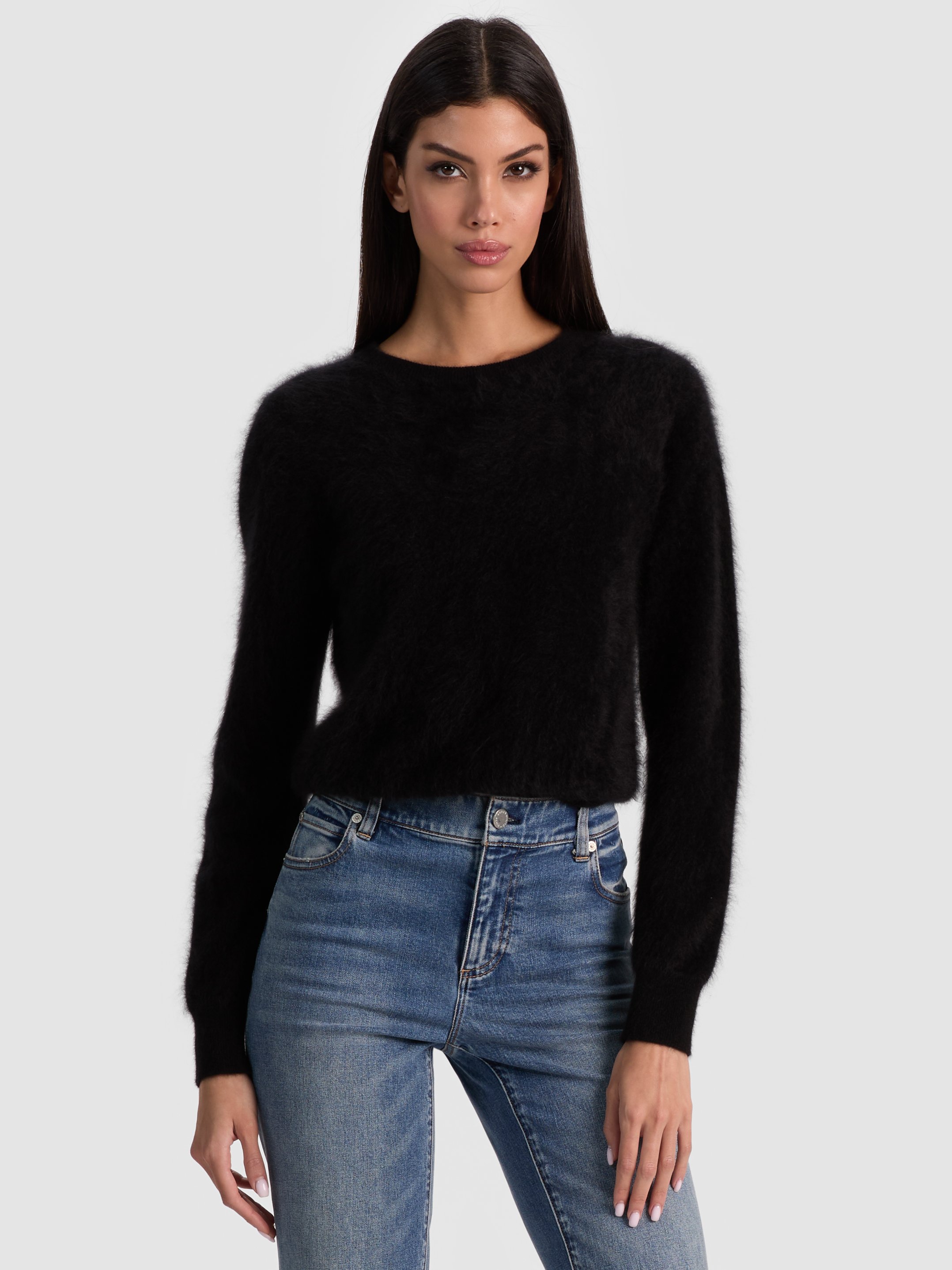 Alice And Olivia Carolee Cashmere Pullover In Black